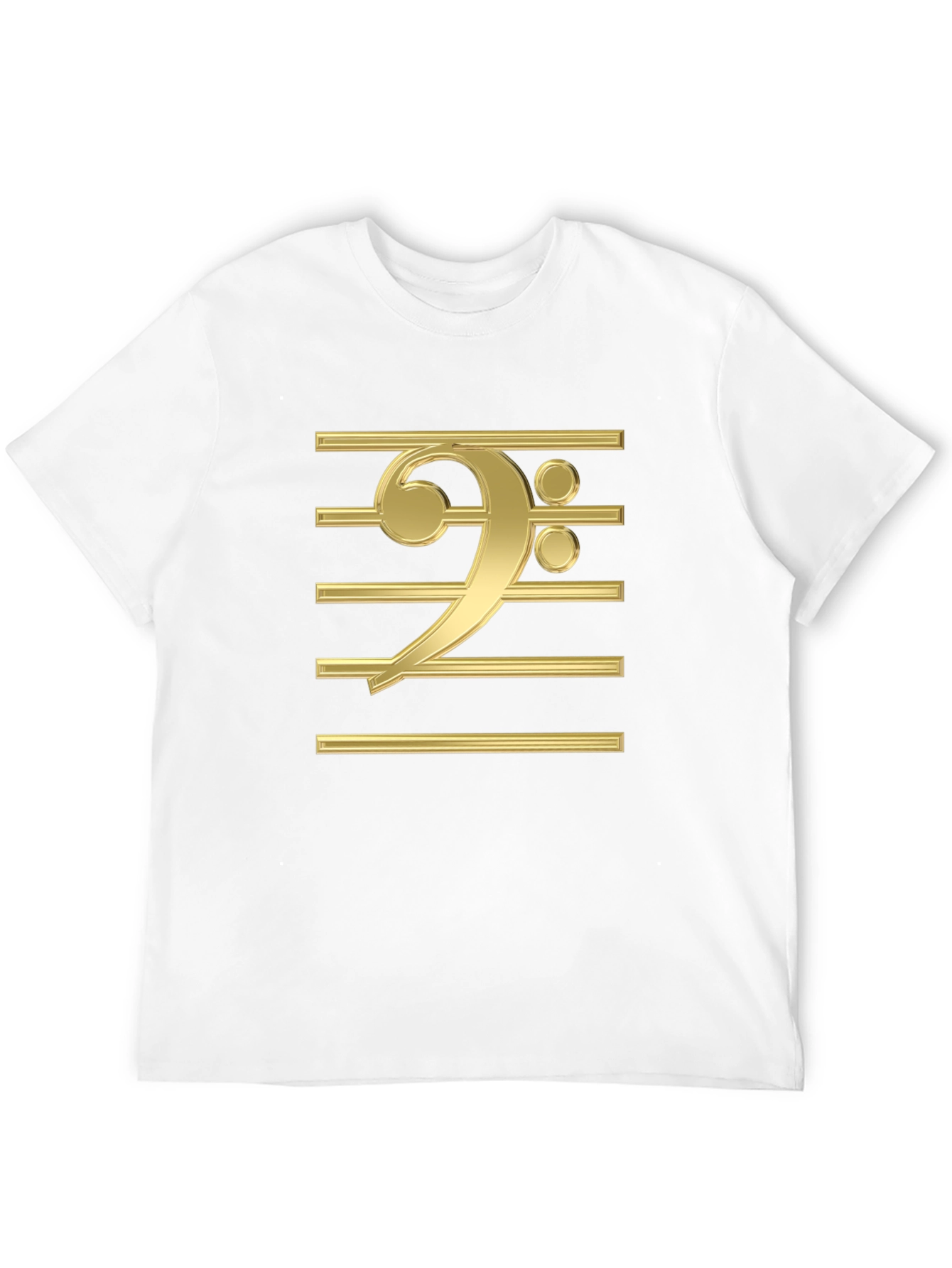 Bass Clef Gold Graphic Print Black T-Shirt