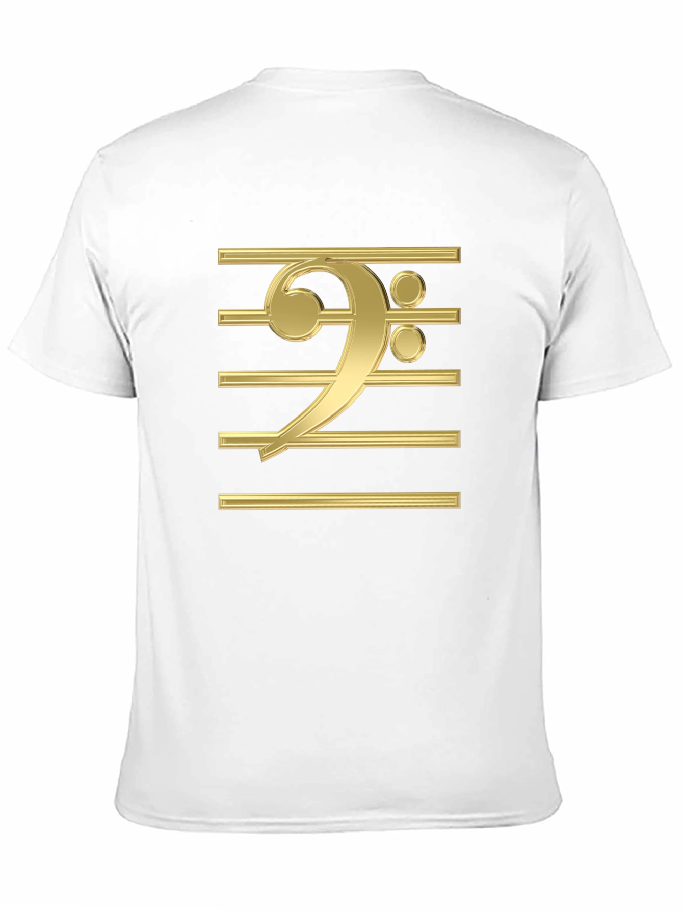 Bass Clef Gold Graphic Print Black T-Shirt