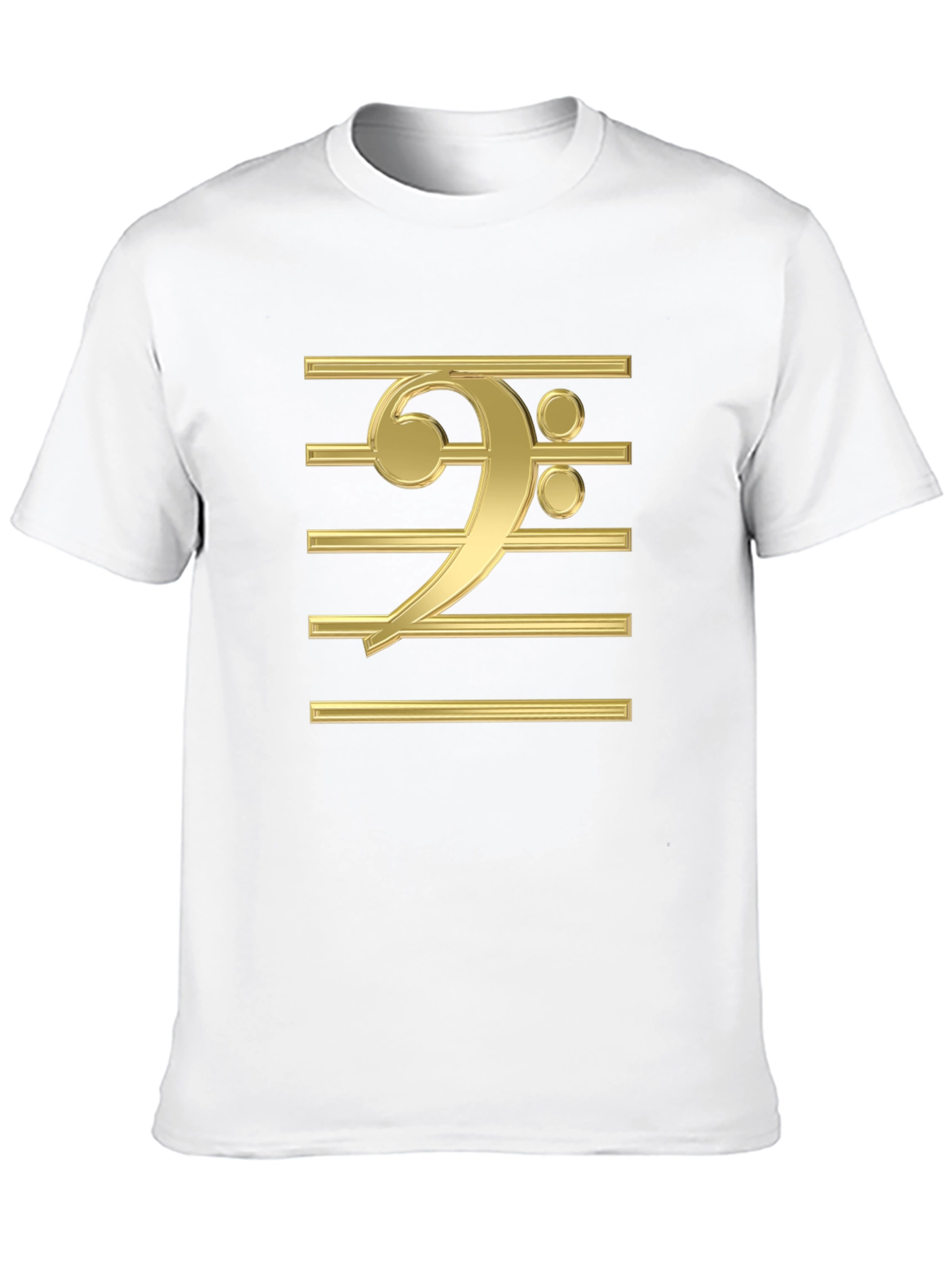 Bass Clef Gold Graphic Print Black T-Shirt