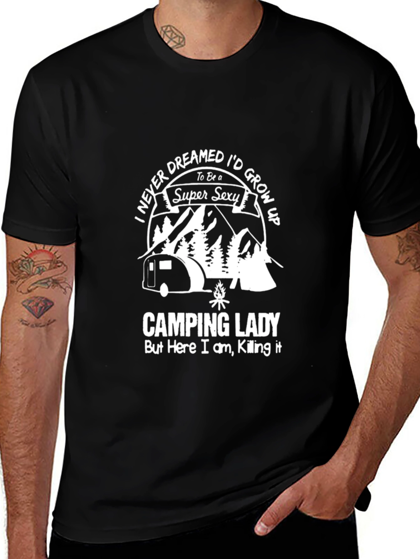 Camping Lady Super Sexy T-Shirt - Black
