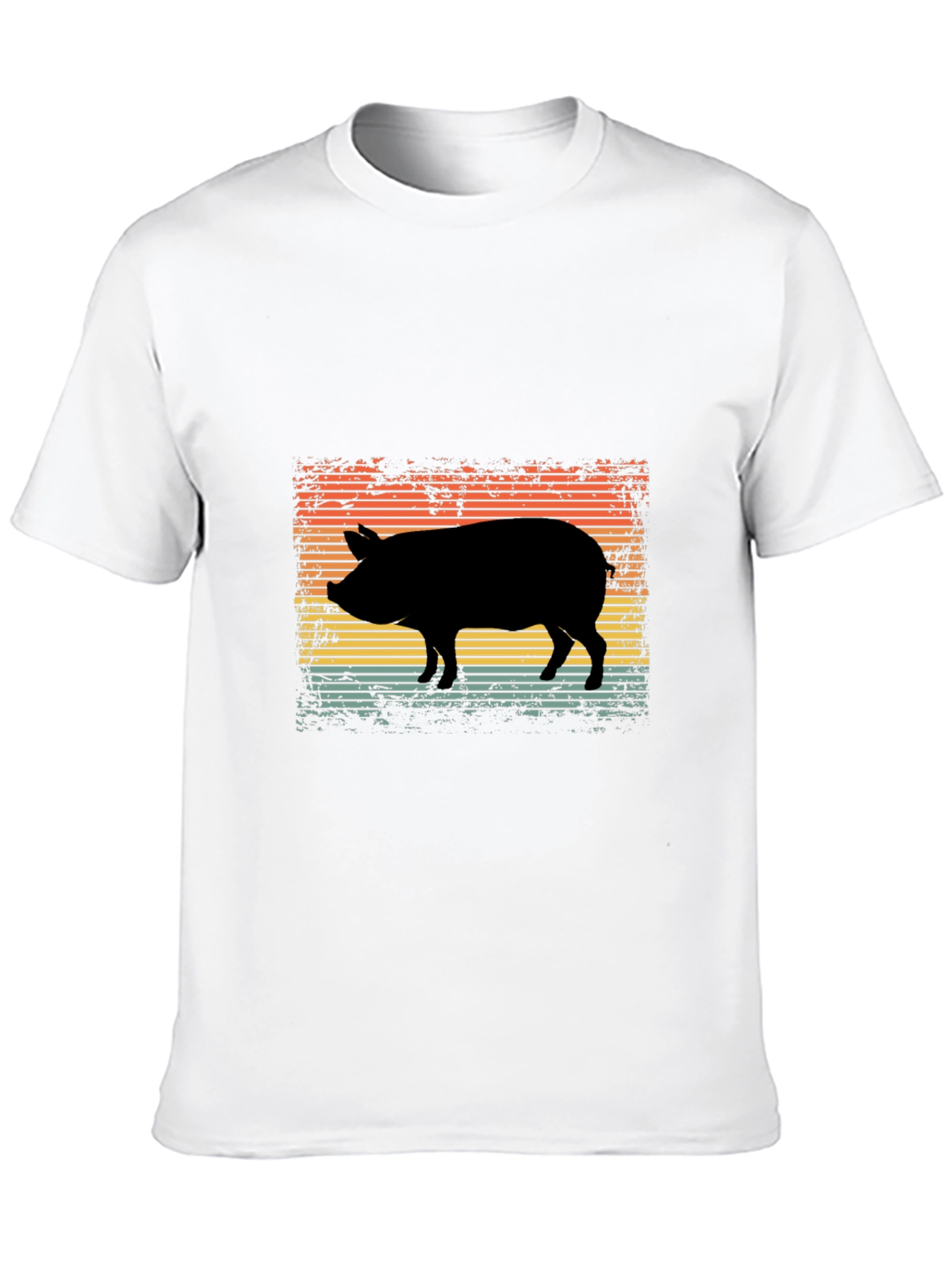 Retro Pig Silhouette Graphic Tee - Black