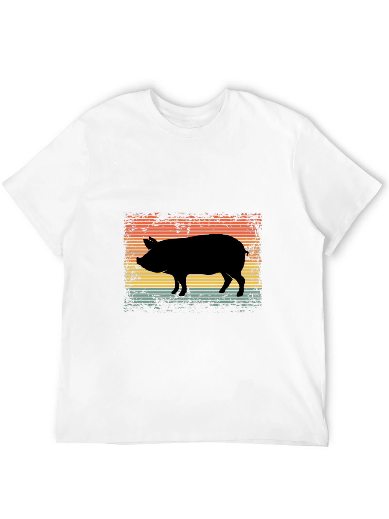 Retro Pig Silhouette Graphic Tee - Black