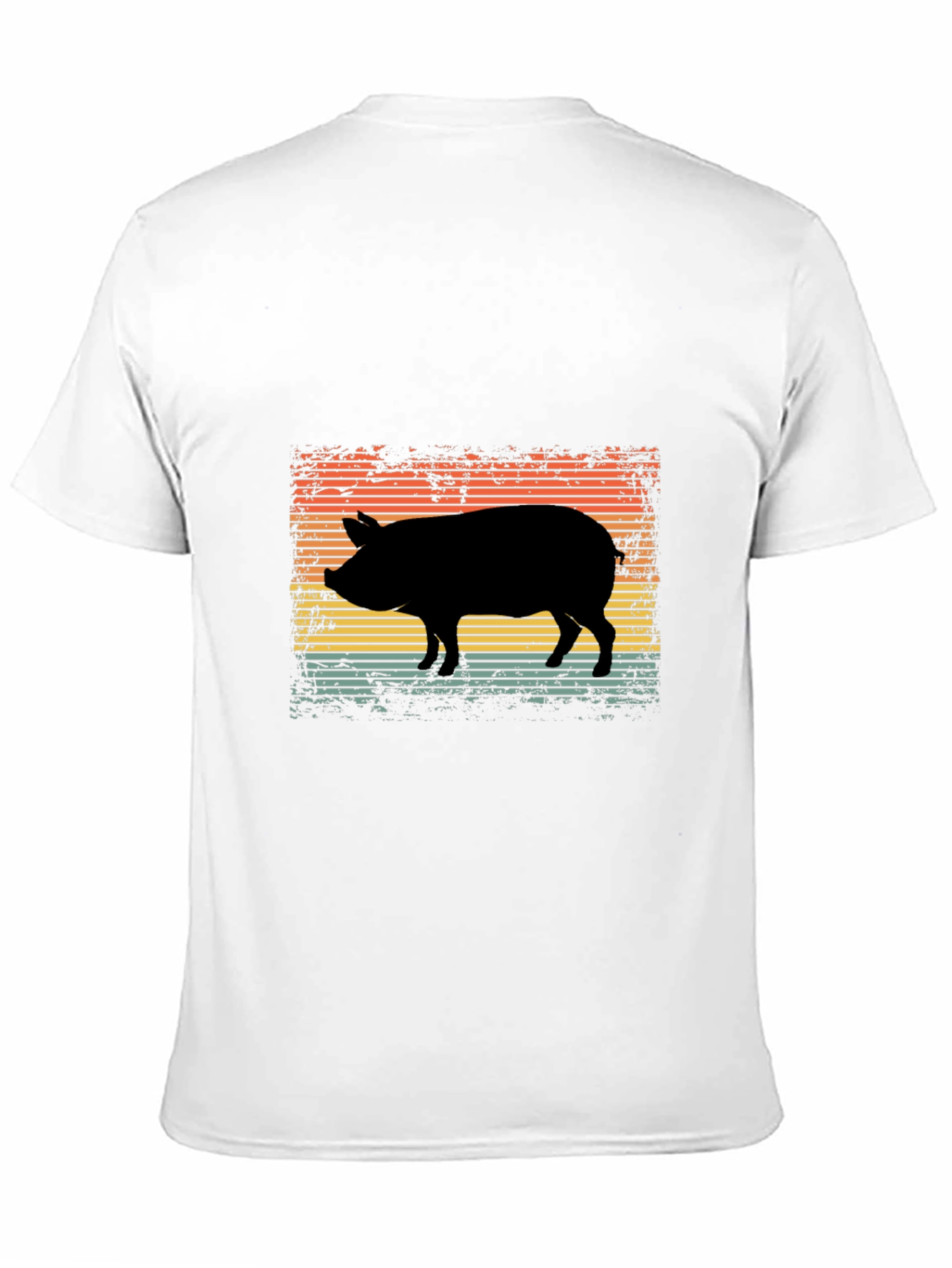 Retro Pig Silhouette Graphic Tee - Black