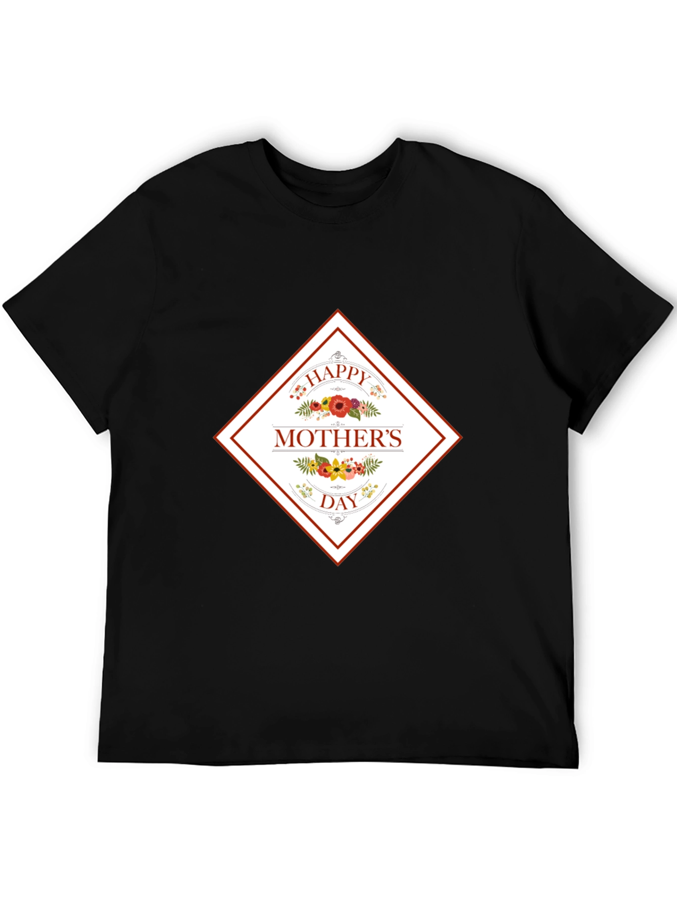 Happy Mothers Day Black Graphic T-Shirt