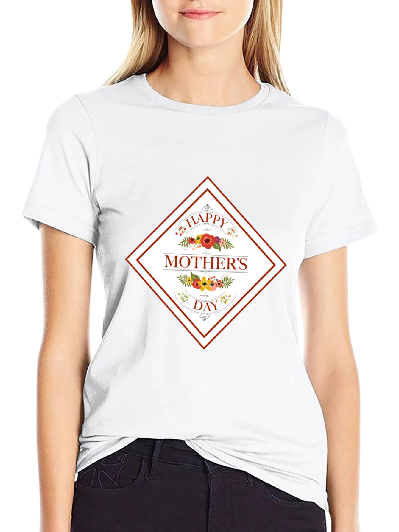 Happy Mothers Day Black Graphic T-Shirt