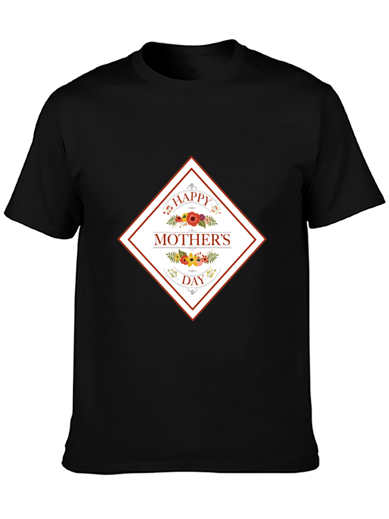 Happy Mothers Day Black Graphic T-Shirt