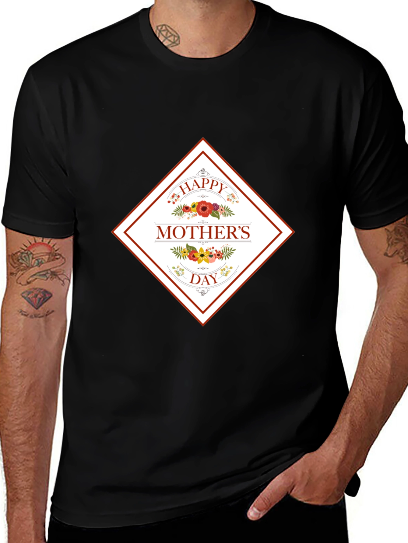 Happy Mothers Day Black Graphic T-Shirt