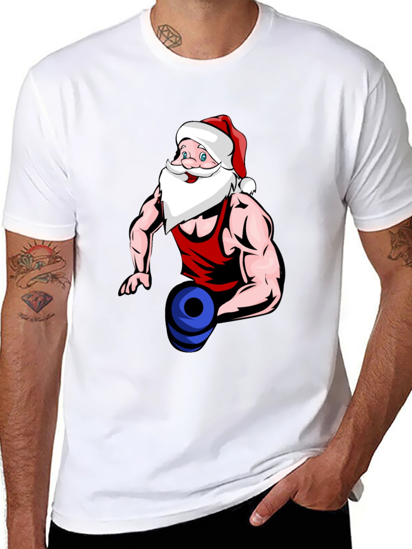 Santa Claus Gym T-Shirt Funny Christmas Tee