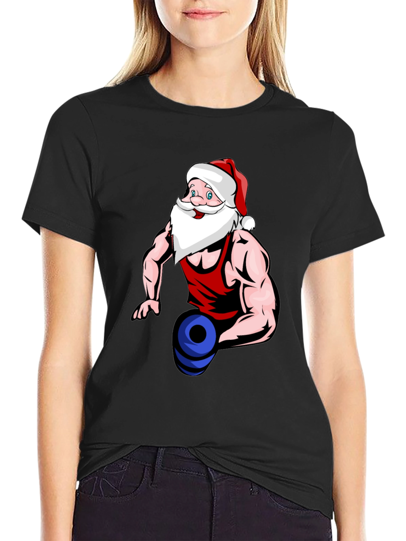 Santa Claus Gym T-Shirt Funny Christmas Tee