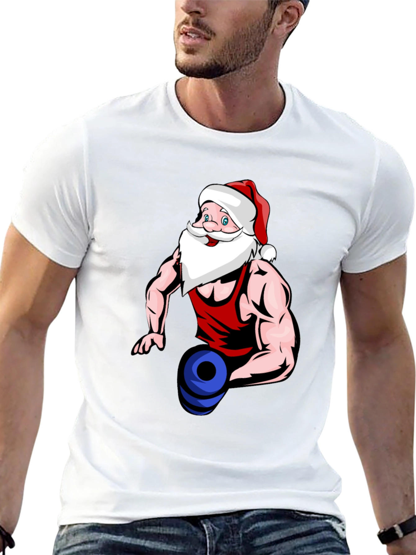 Santa Claus Gym T-Shirt Funny Christmas Tee