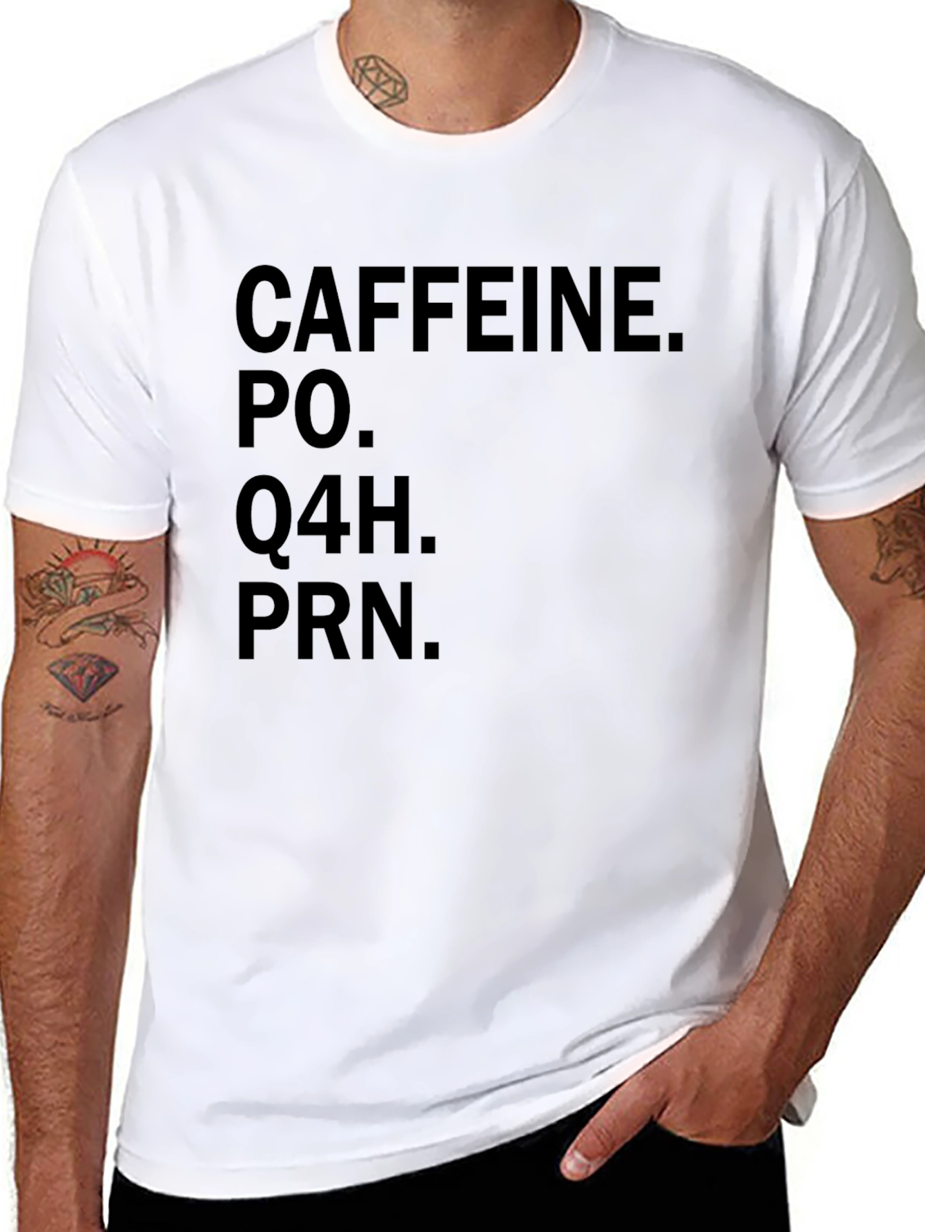 Caffeine PO Q4H PRN Black Graphic T-Shirt