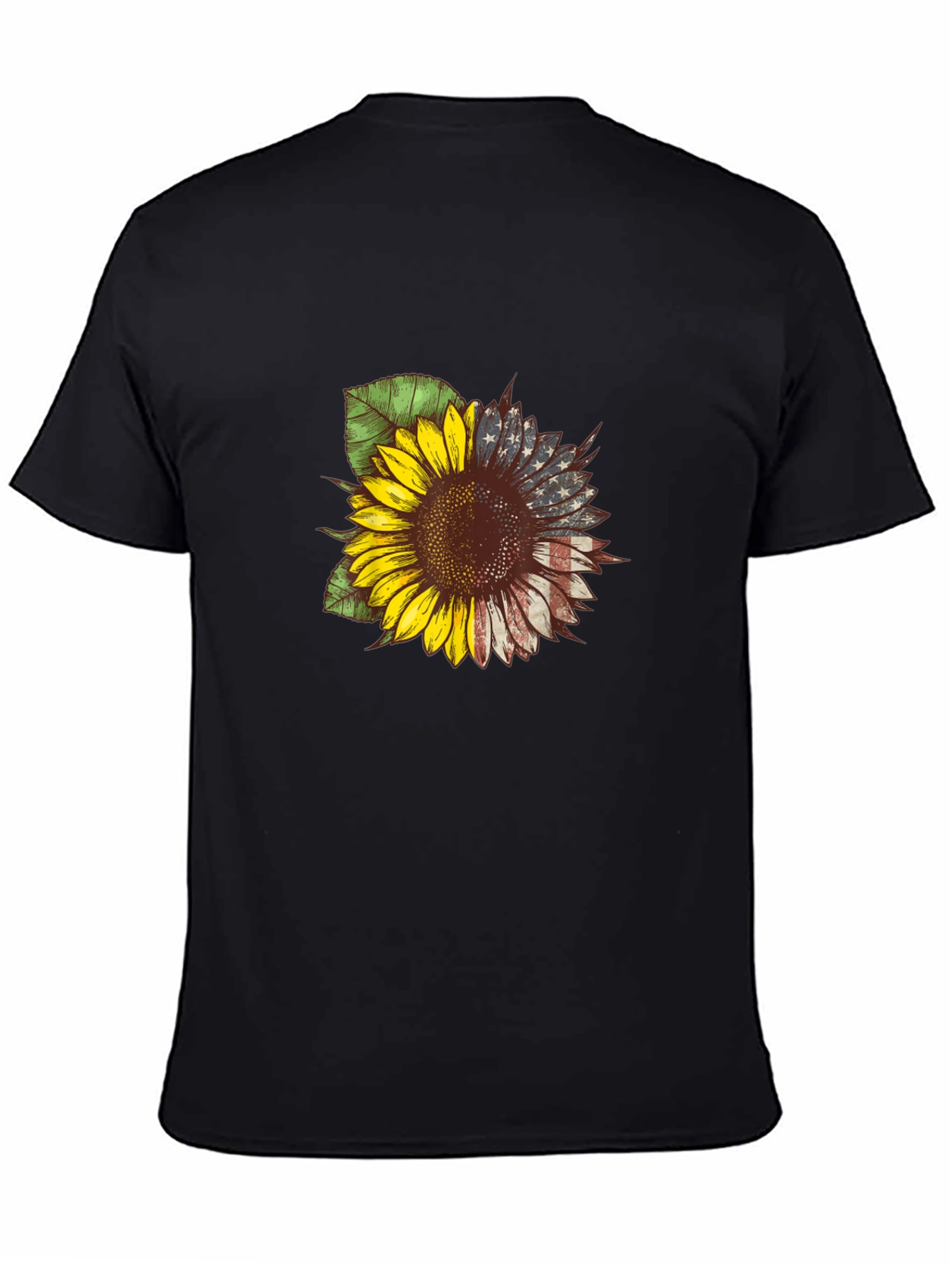 American Flag Sunflower Graphic Tee - Patriotic Style