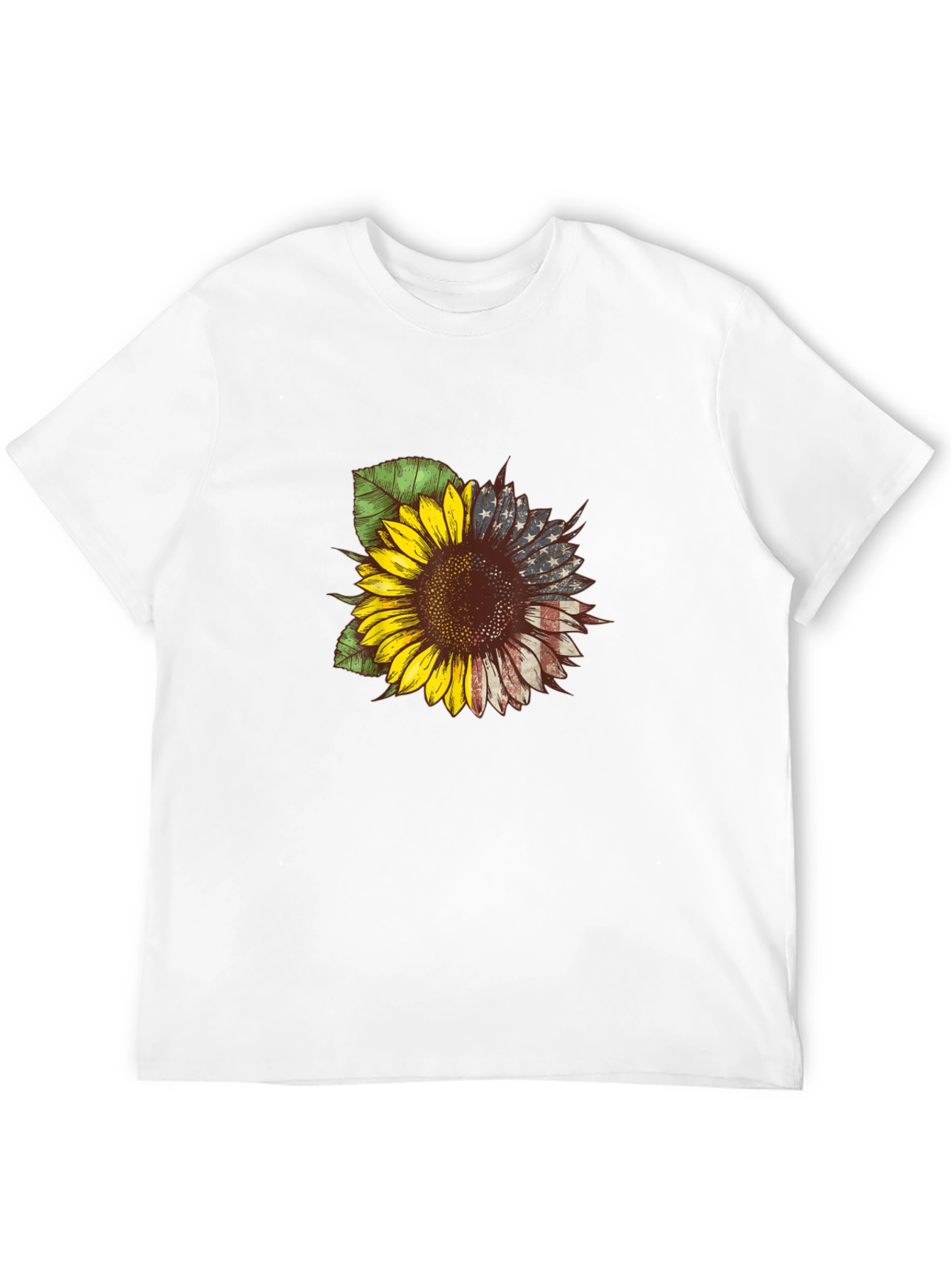 American Flag Sunflower Graphic Tee - Patriotic Style