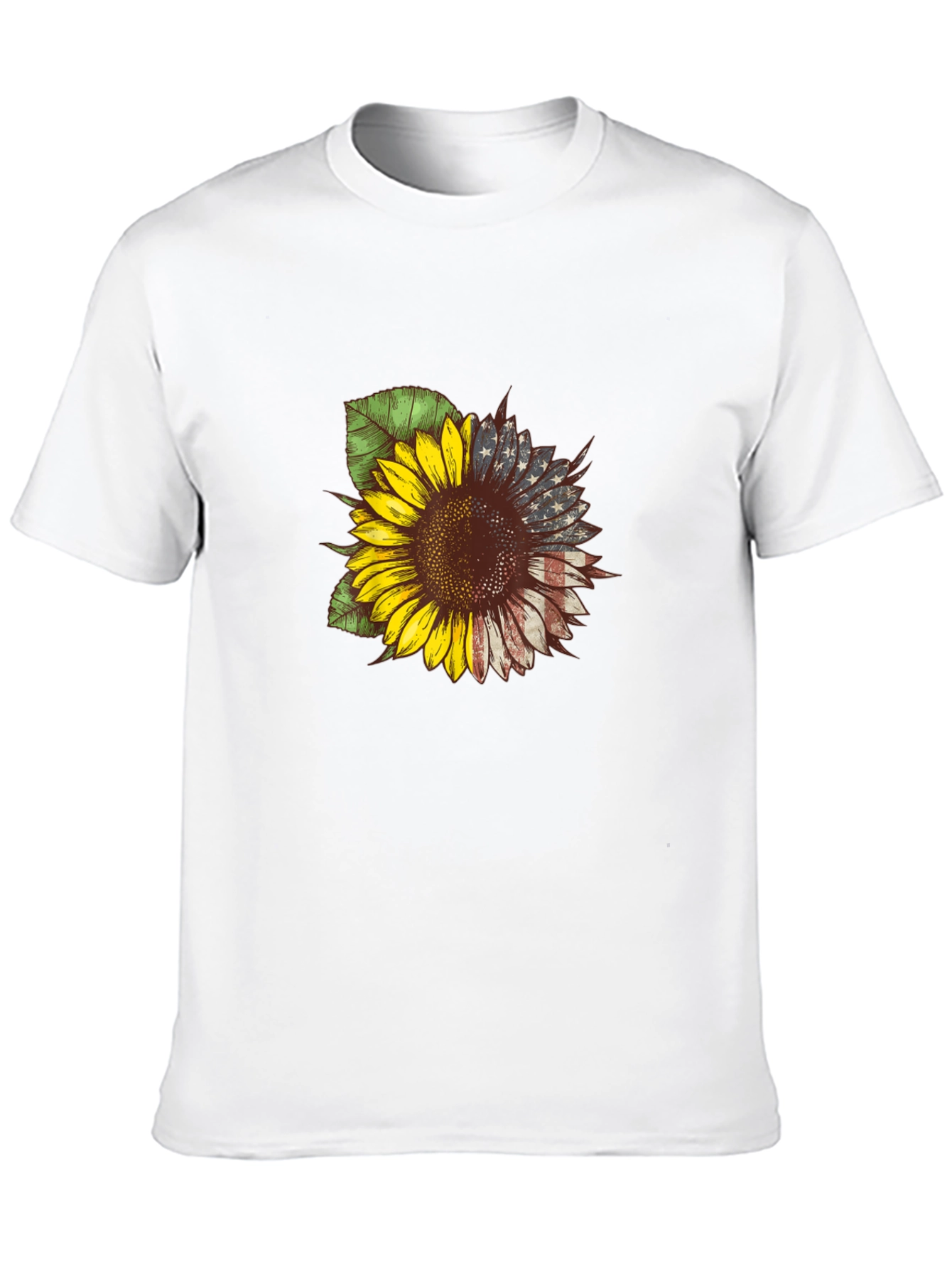 American Flag Sunflower Graphic Tee - Patriotic Style