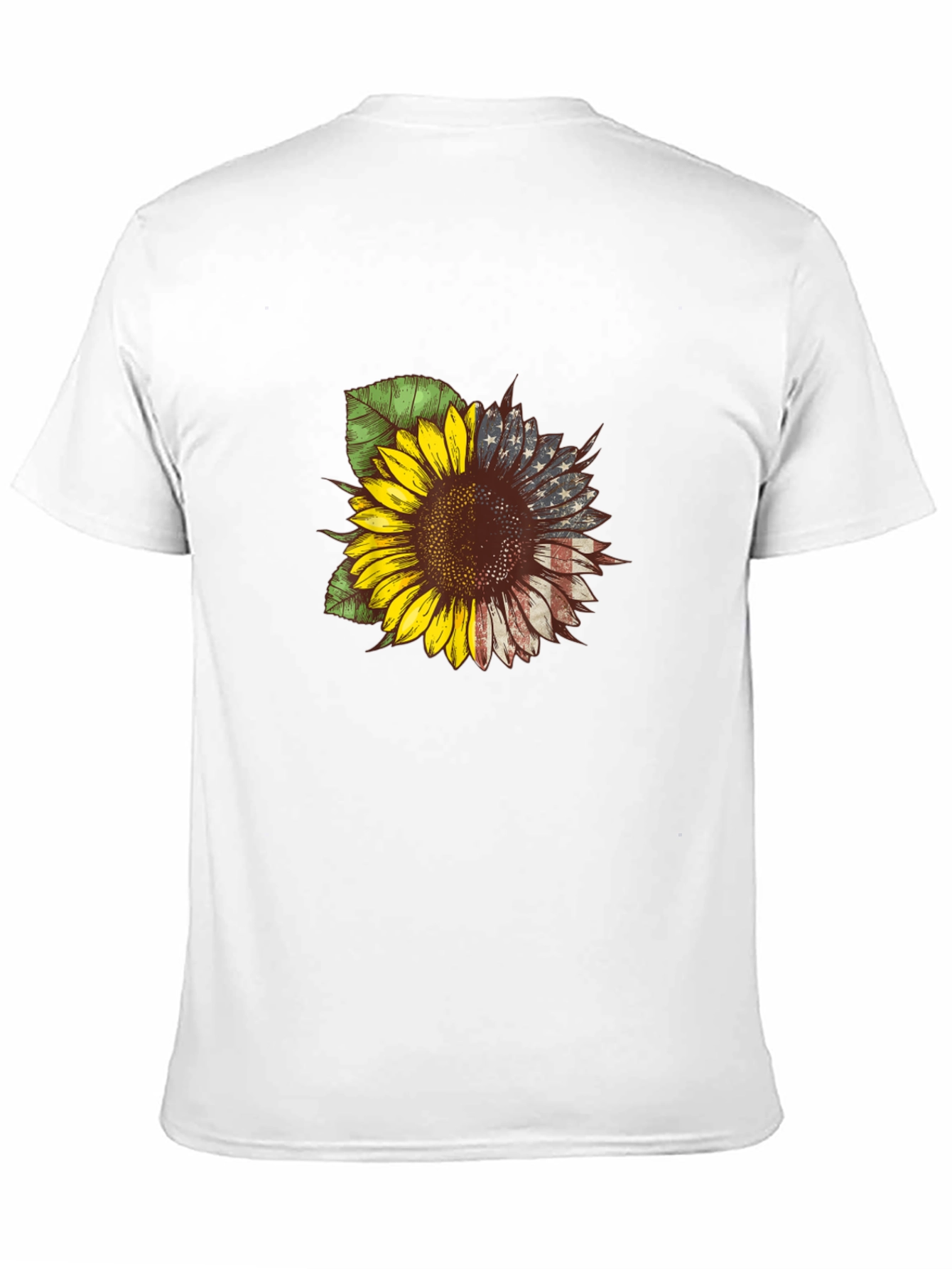 American Flag Sunflower Graphic Tee - Patriotic Style