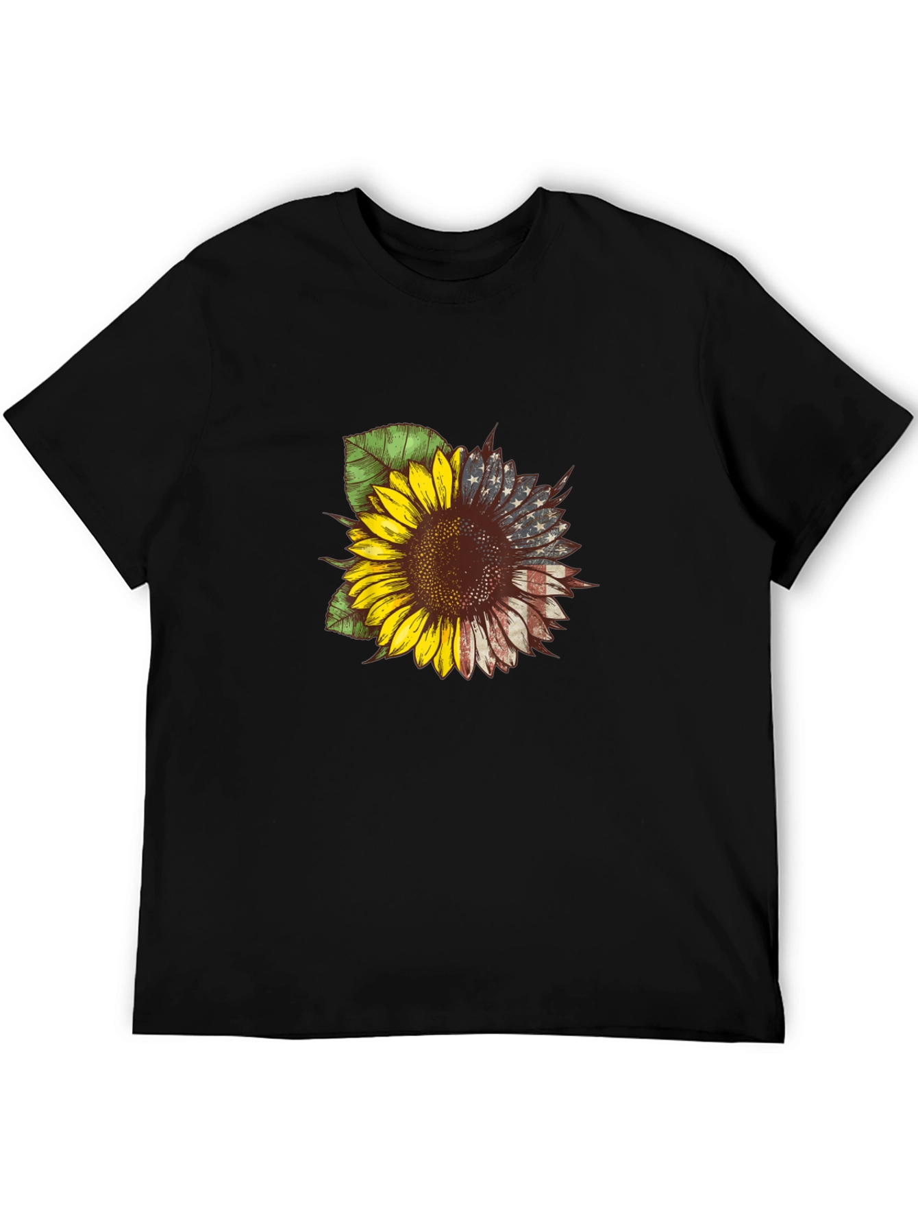 American Flag Sunflower Graphic Tee - Patriotic Style
