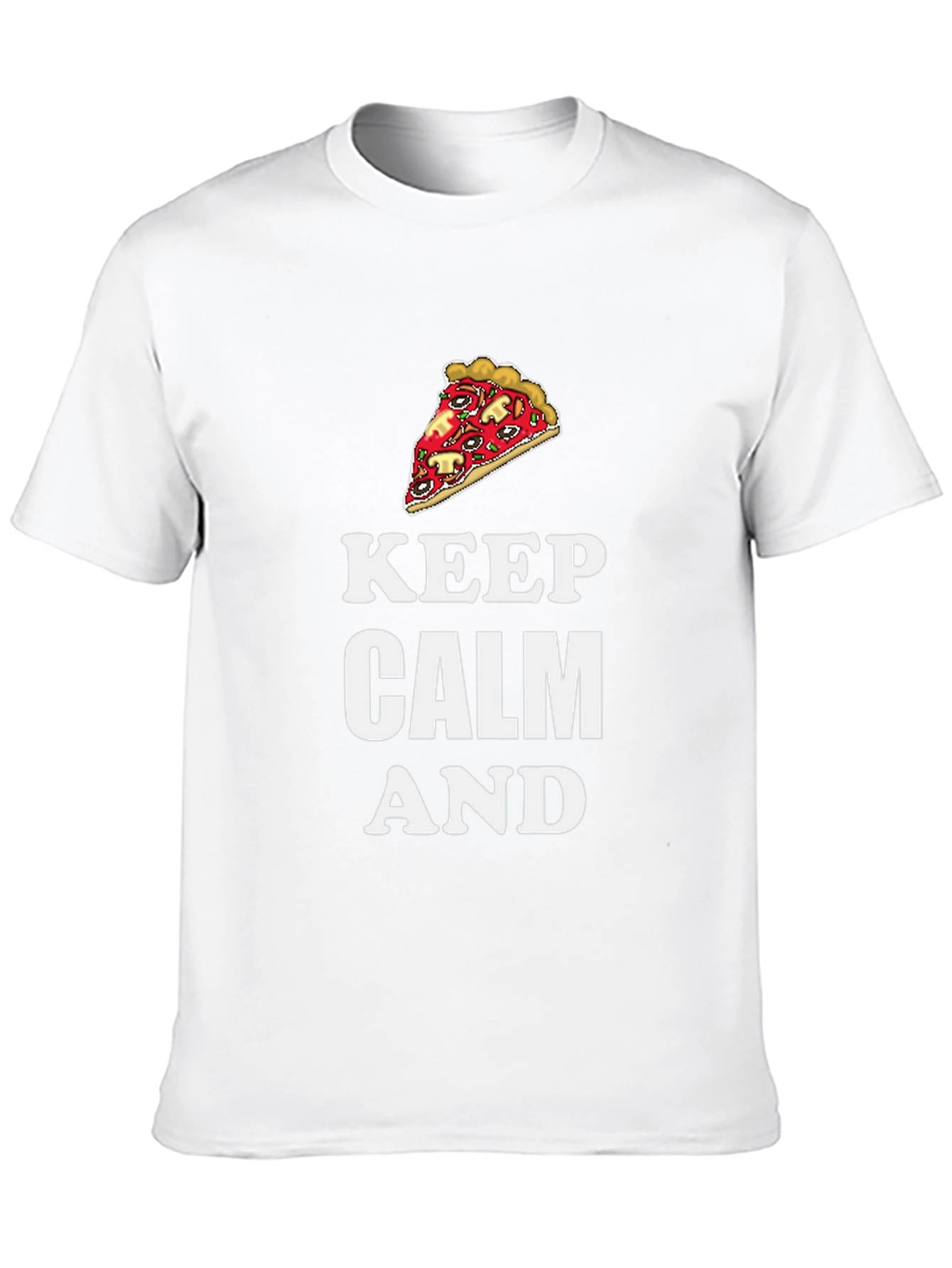 Keep Calm and Pizza Graphic T-Shirt - Black