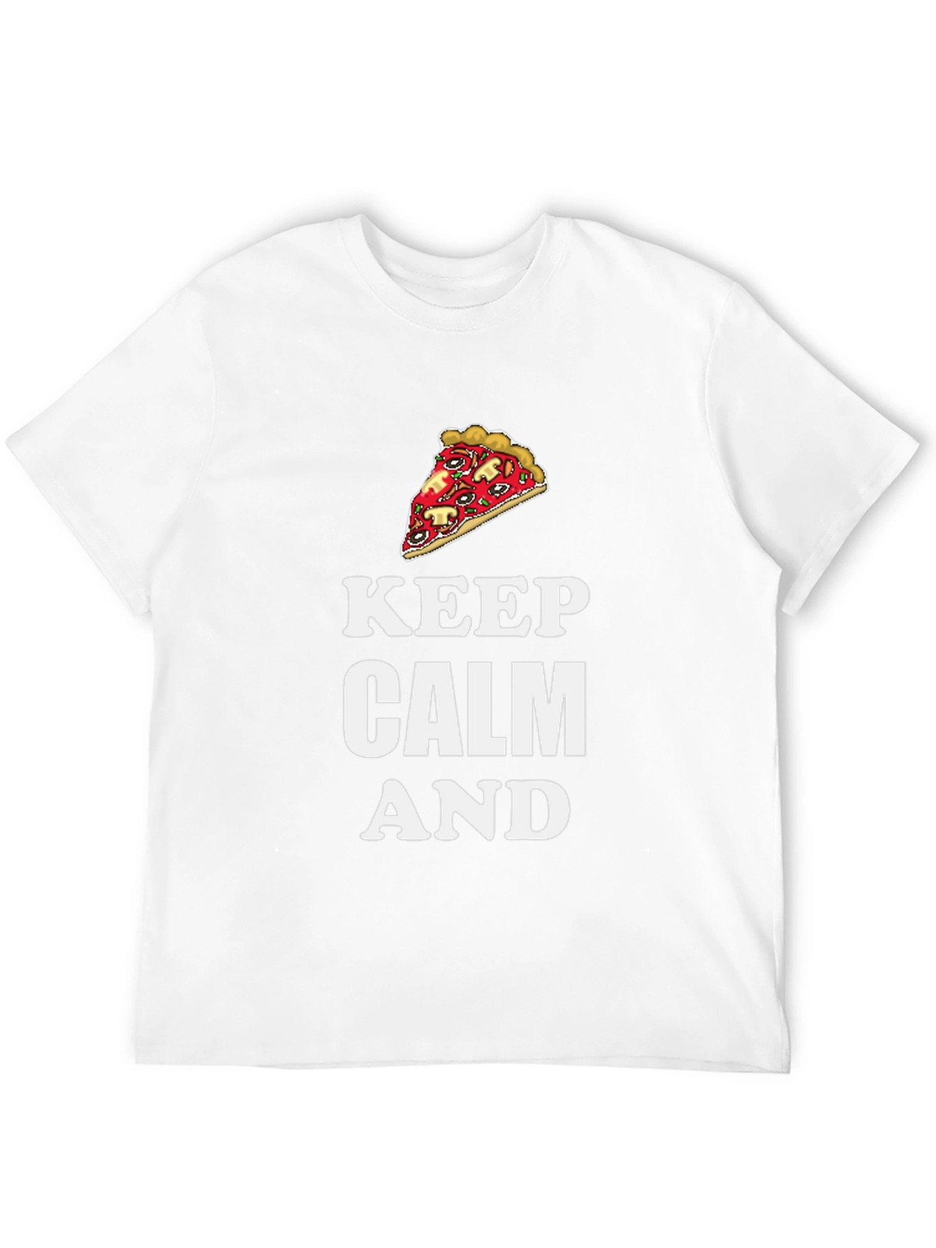 Keep Calm and Pizza Graphic T-Shirt - Black