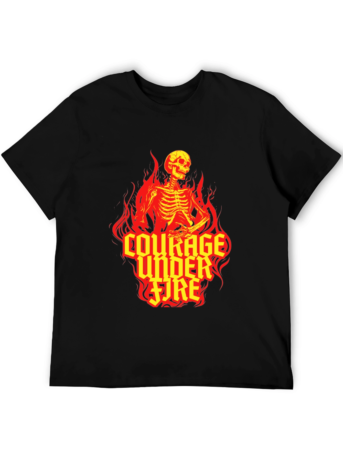 Courage Under Fire Skeleton Graphic Tee - Black