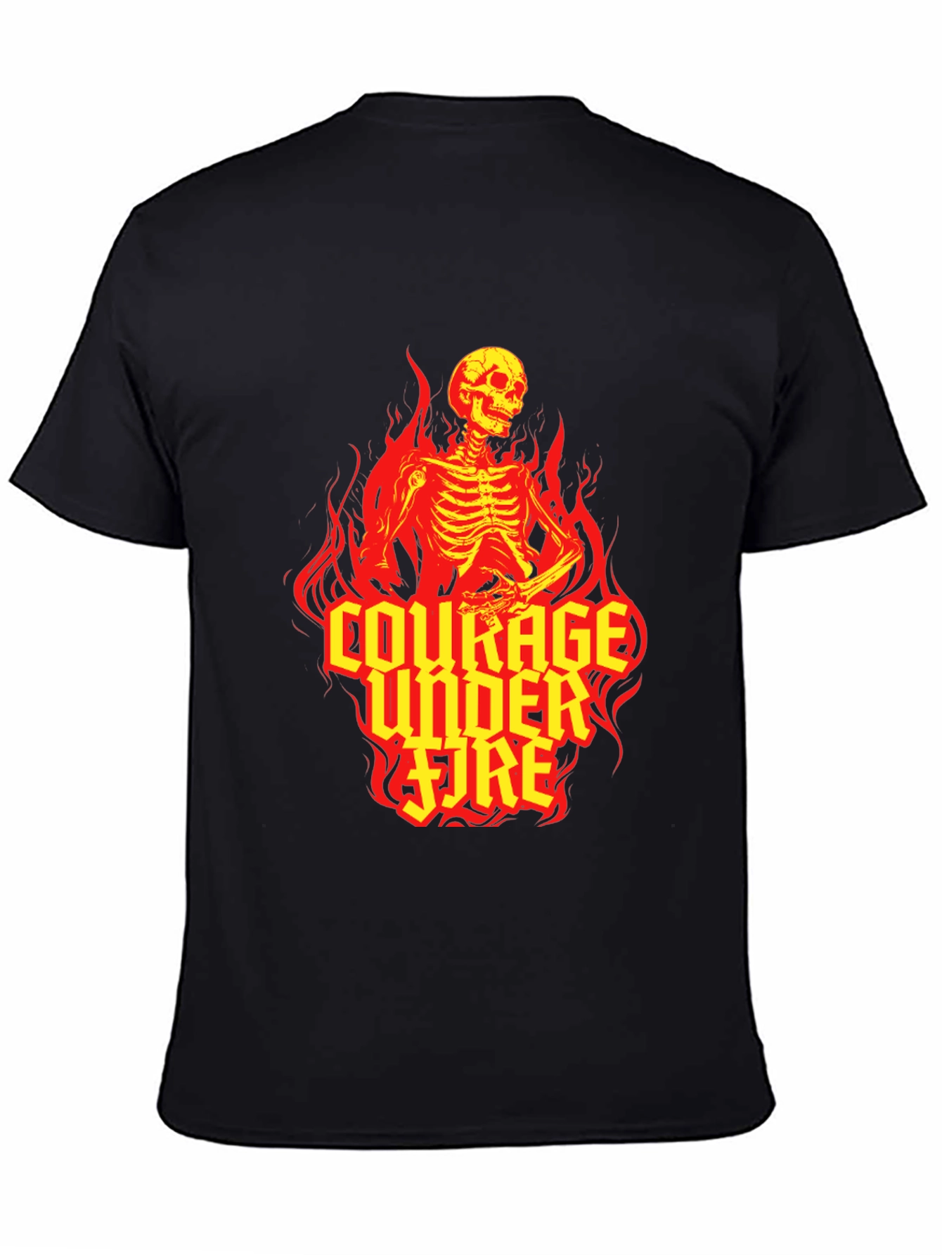 Courage Under Fire Skeleton Graphic Tee - Black