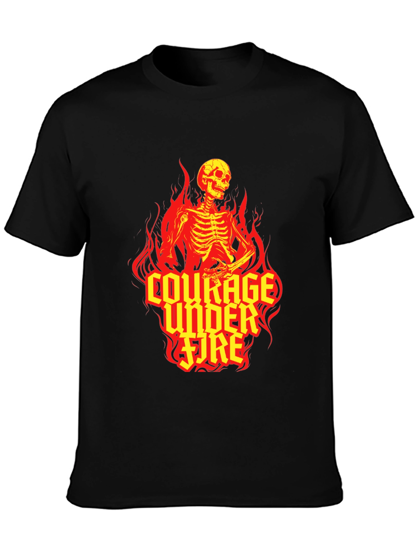 Courage Under Fire Skeleton Graphic Tee - Black