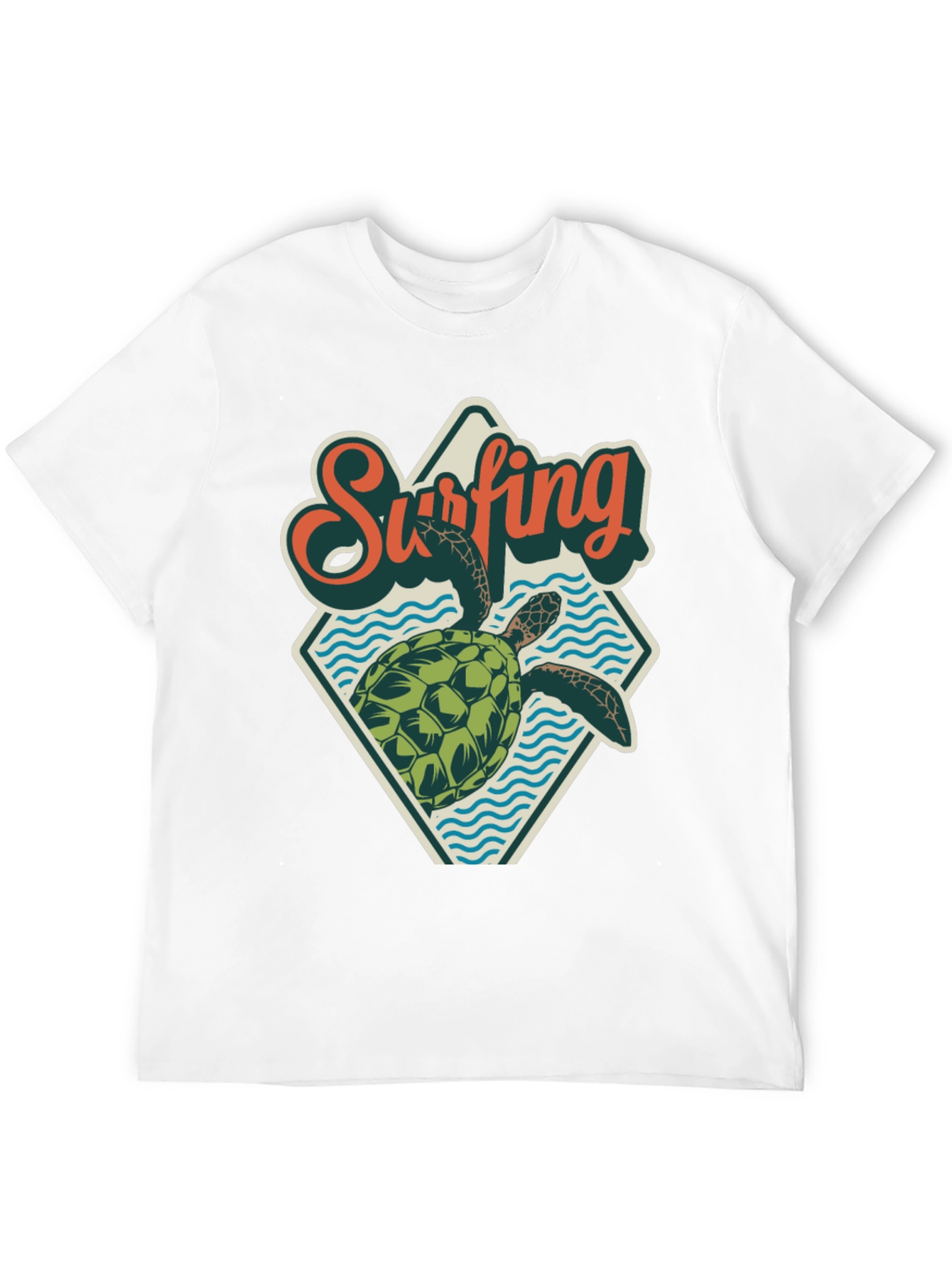 Surfing Turtle Graphic Tee - Retro Beach Style