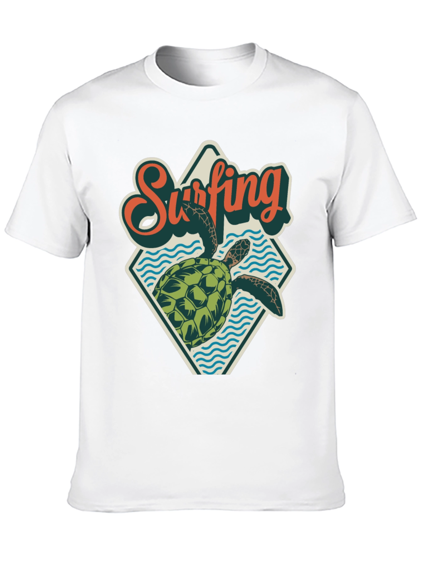 Surfing Turtle Graphic Tee - Retro Beach Style