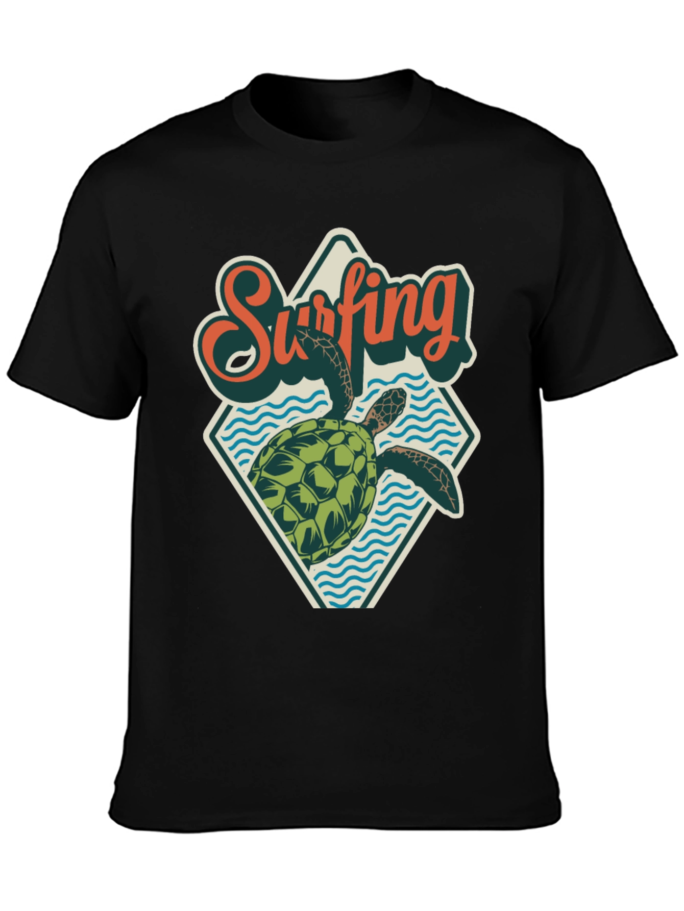 Surfing Turtle Graphic Tee - Retro Beach Style