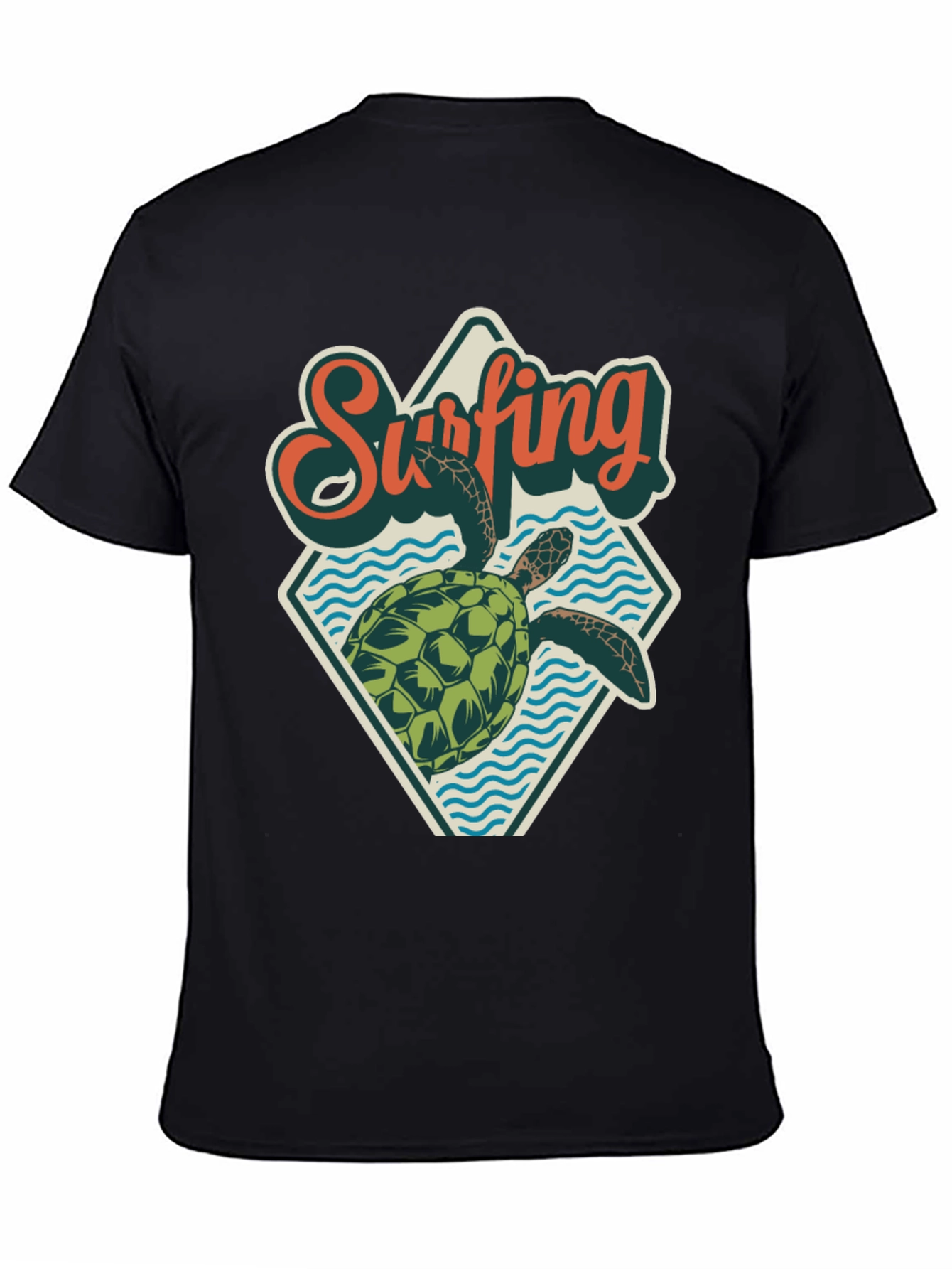 Surfing Turtle Graphic Tee - Retro Beach Style