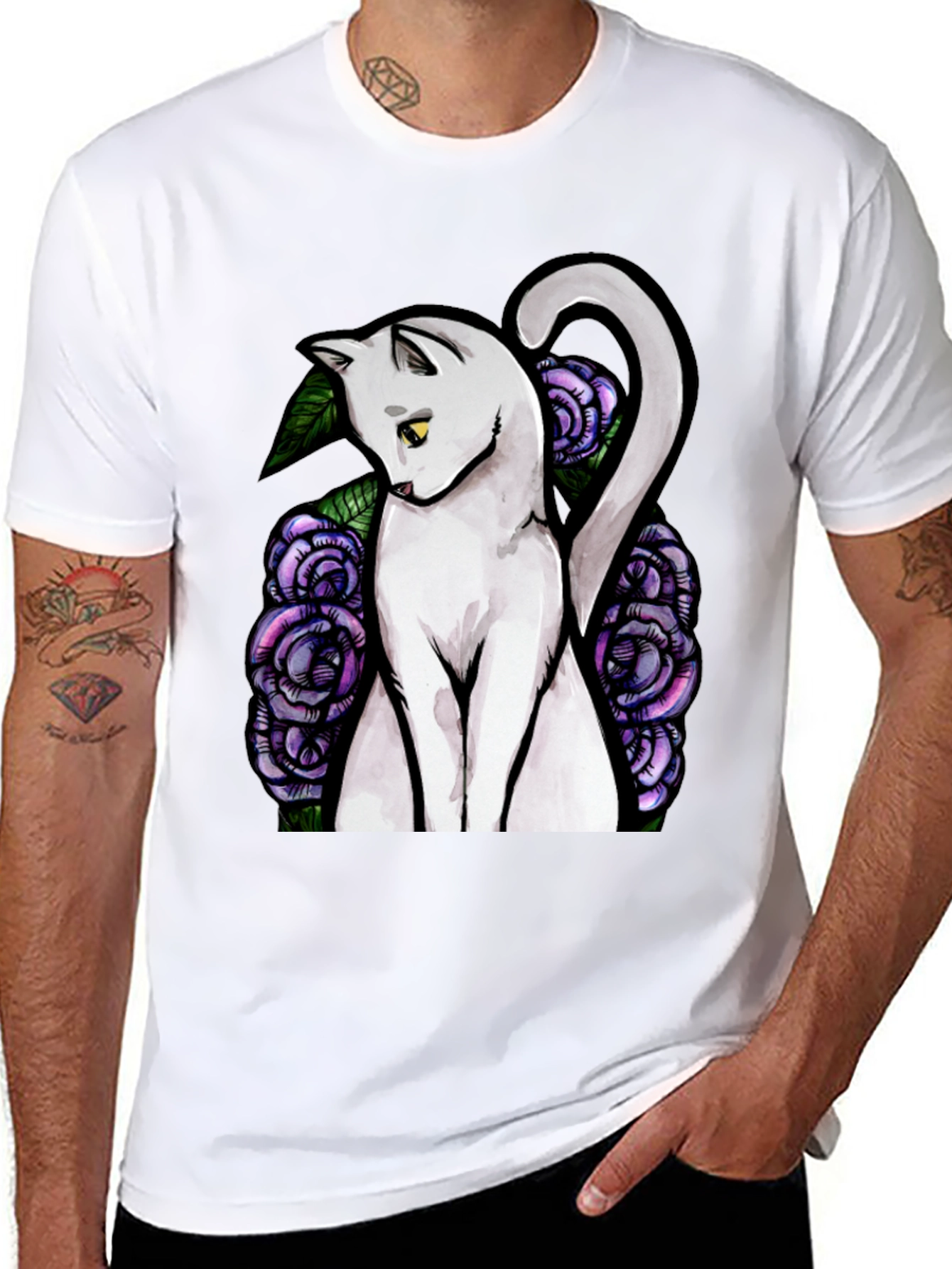 Cat and Roses Graphic Tee