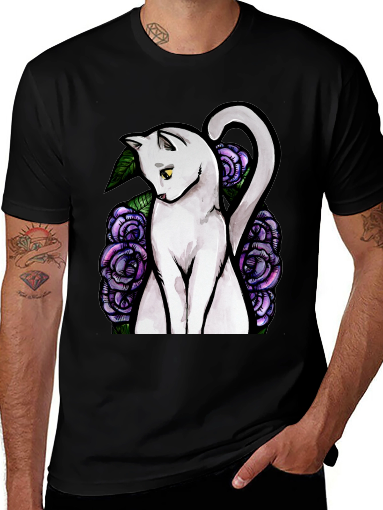 Cat and Roses Graphic Tee
