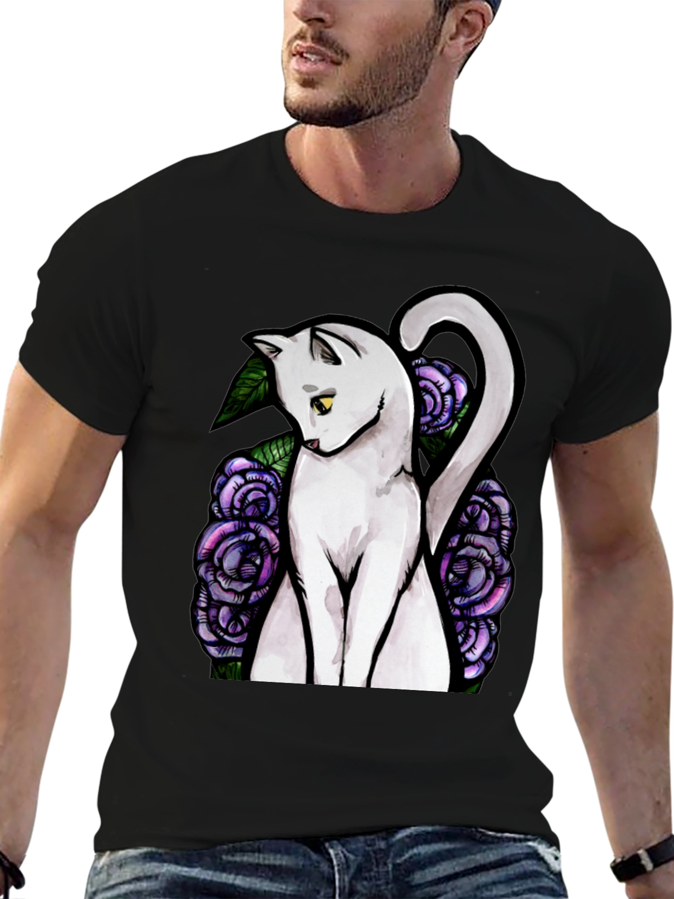 Cat and Roses Graphic Tee