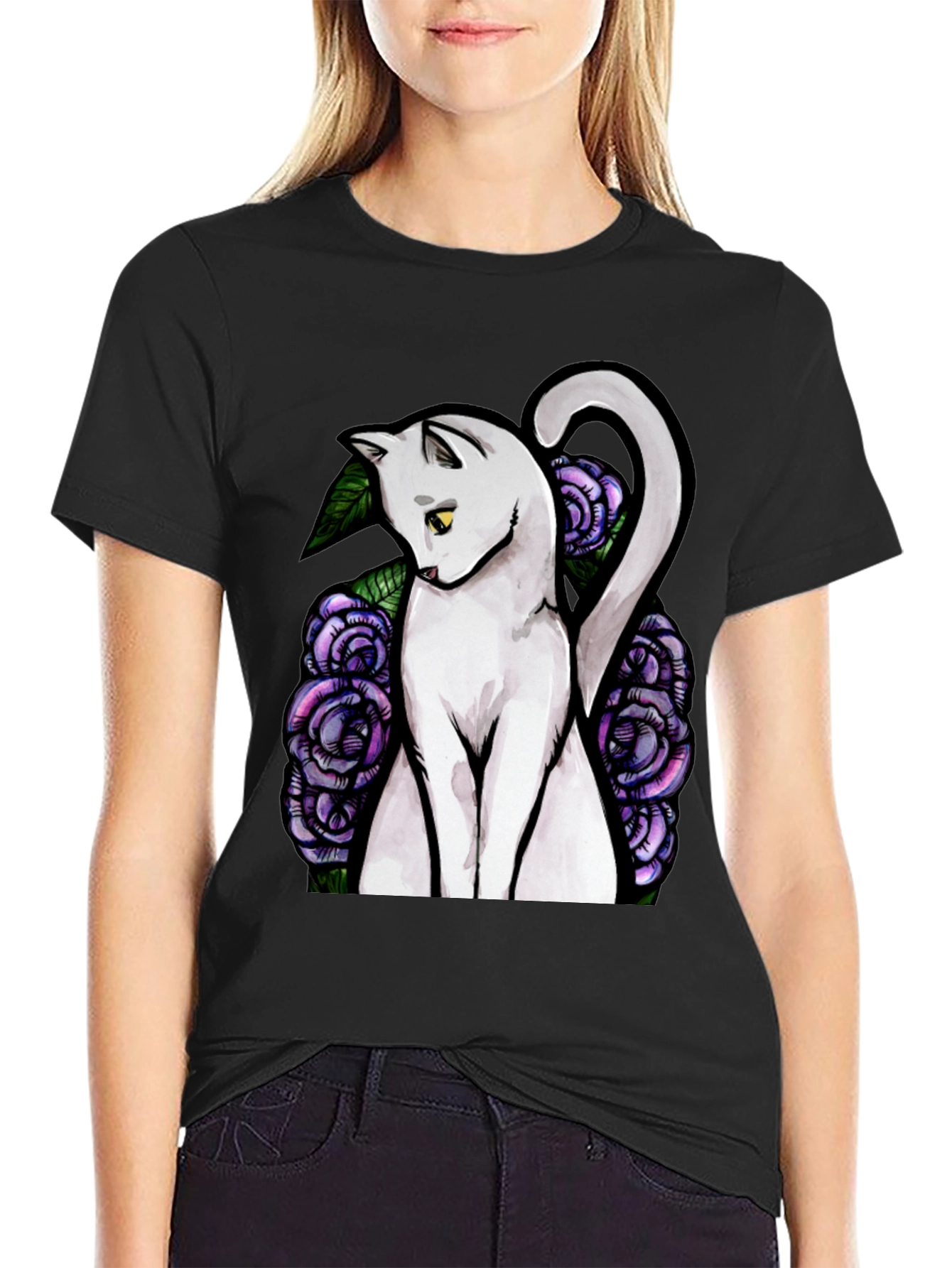 Cat and Roses Graphic Tee