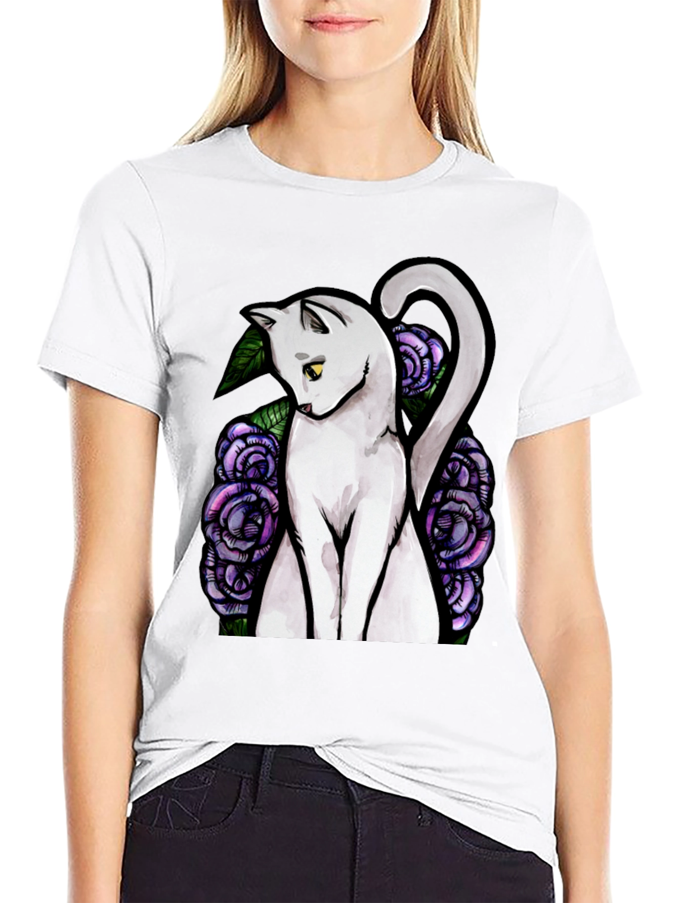 Cat and Roses Graphic Tee