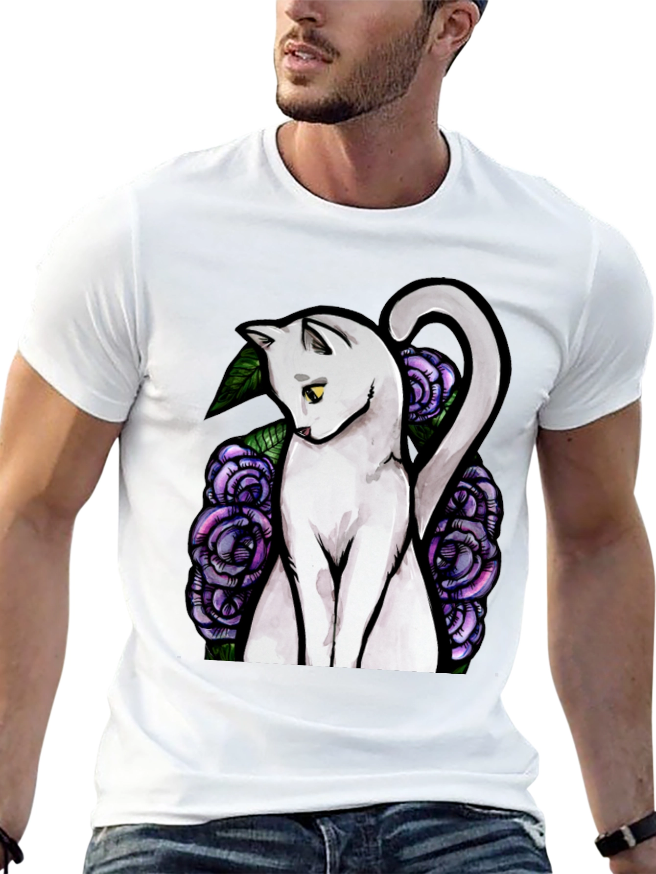 Cat and Roses Graphic Tee