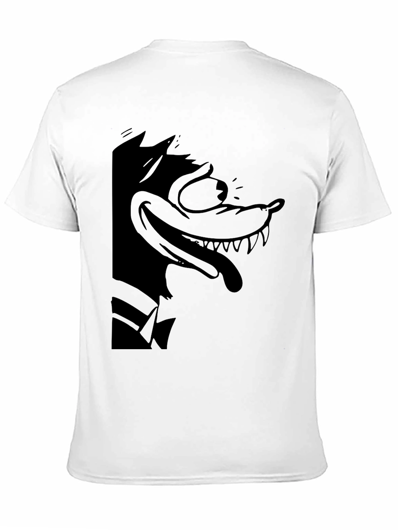 Cartoon Wolf Graphic Black Tee