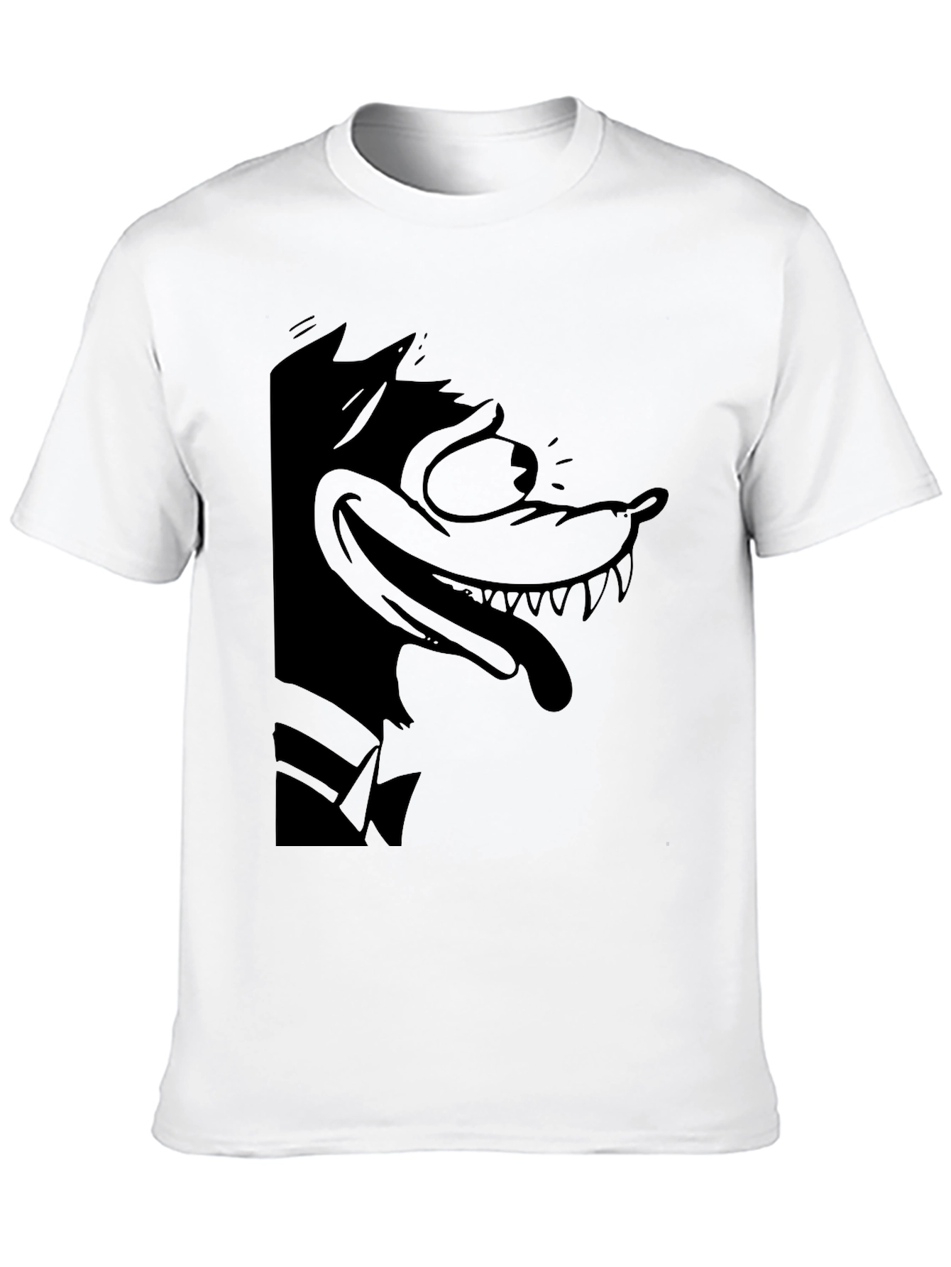 Cartoon Wolf Graphic Black Tee