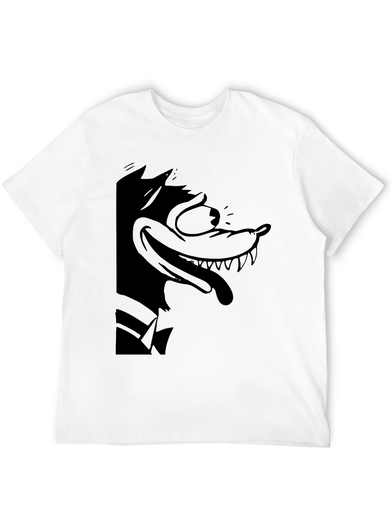 Cartoon Wolf Graphic Black Tee