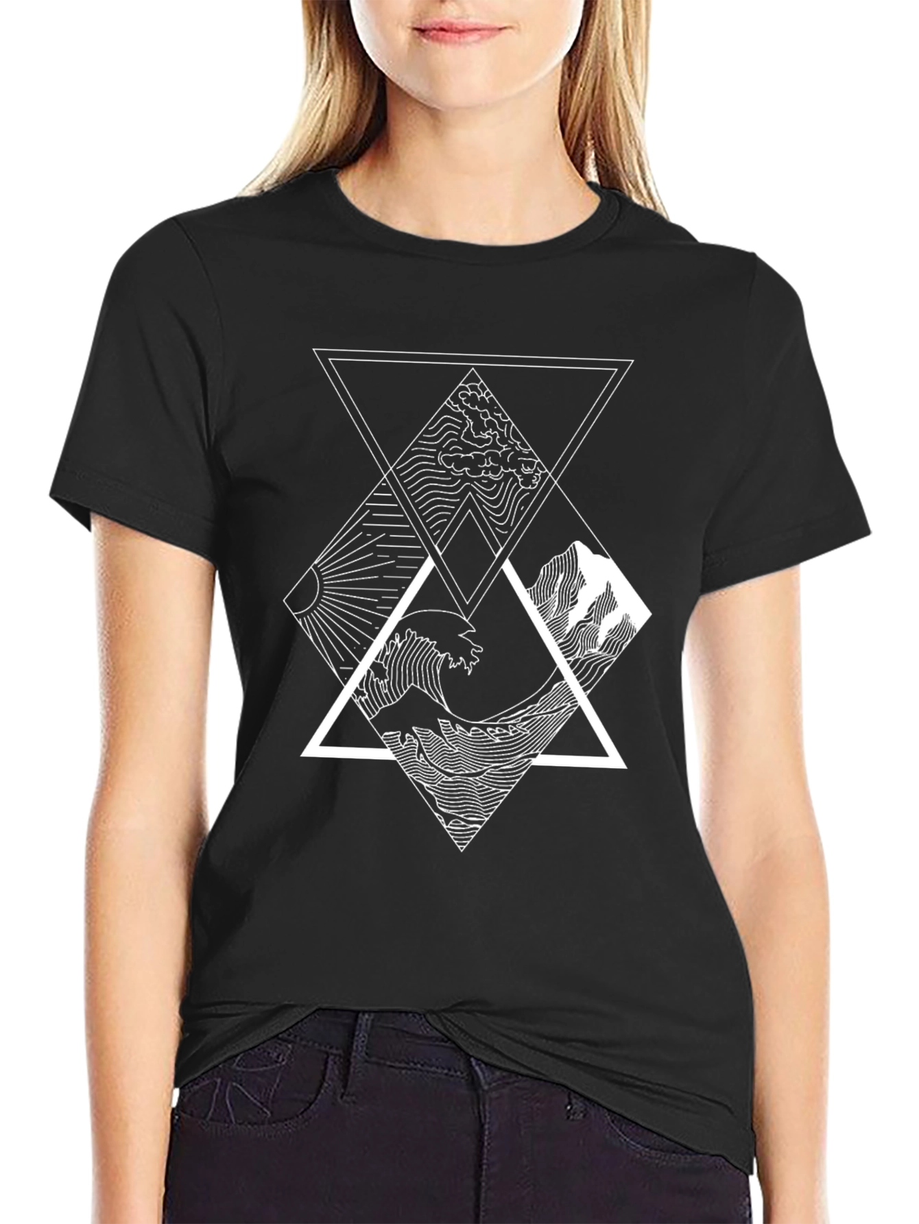 Geometric Elements Graphic Tee - Black