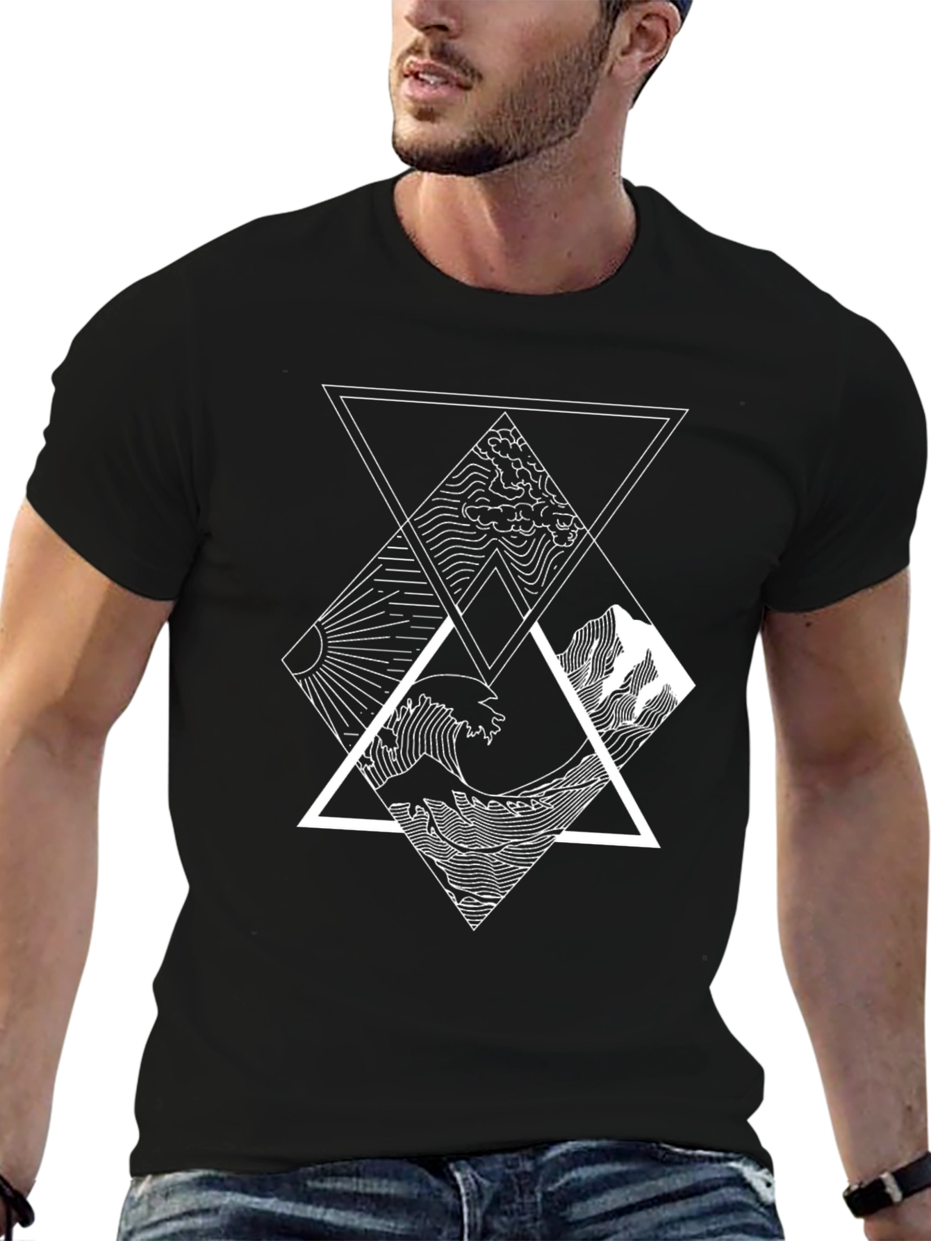 Geometric Elements Graphic Tee - Black