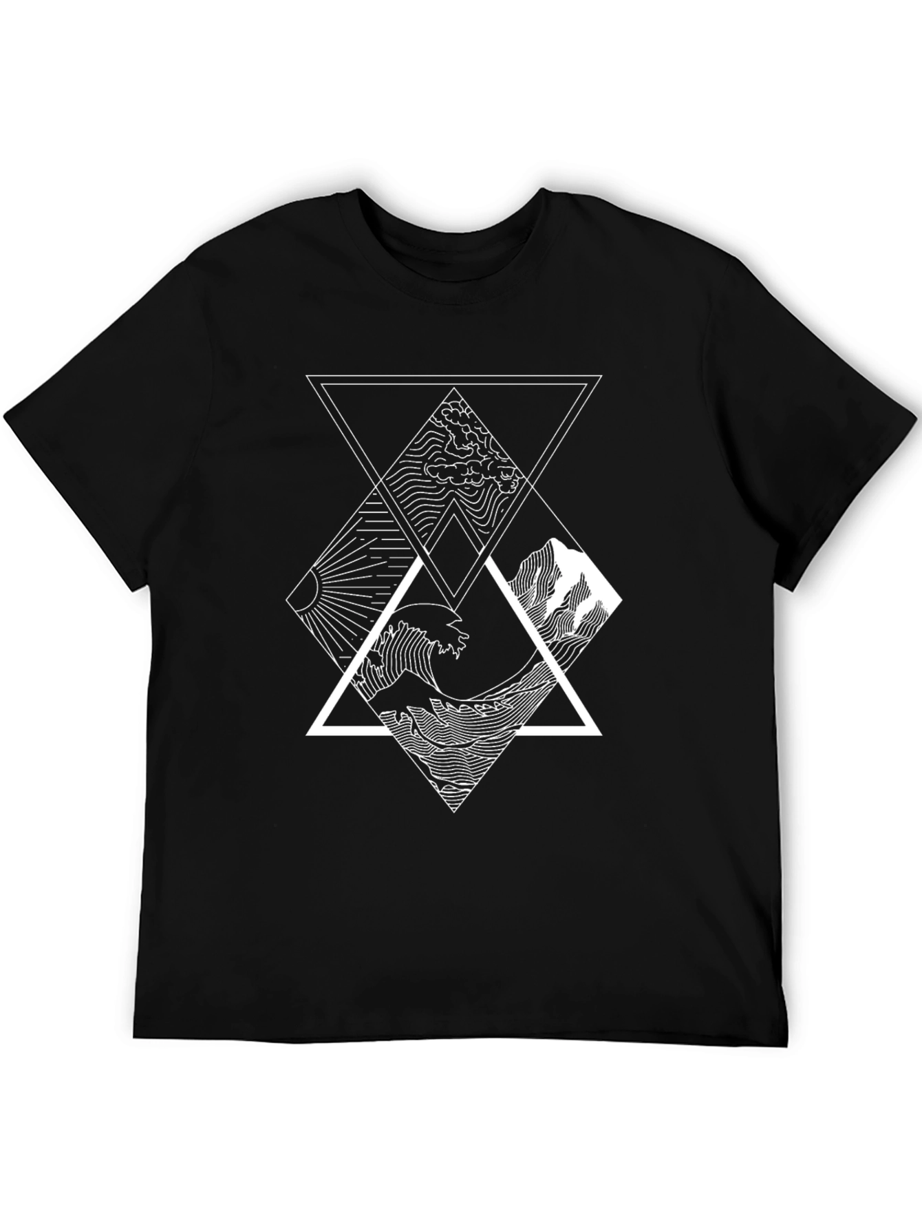 Geometric Elements Graphic Tee - Black