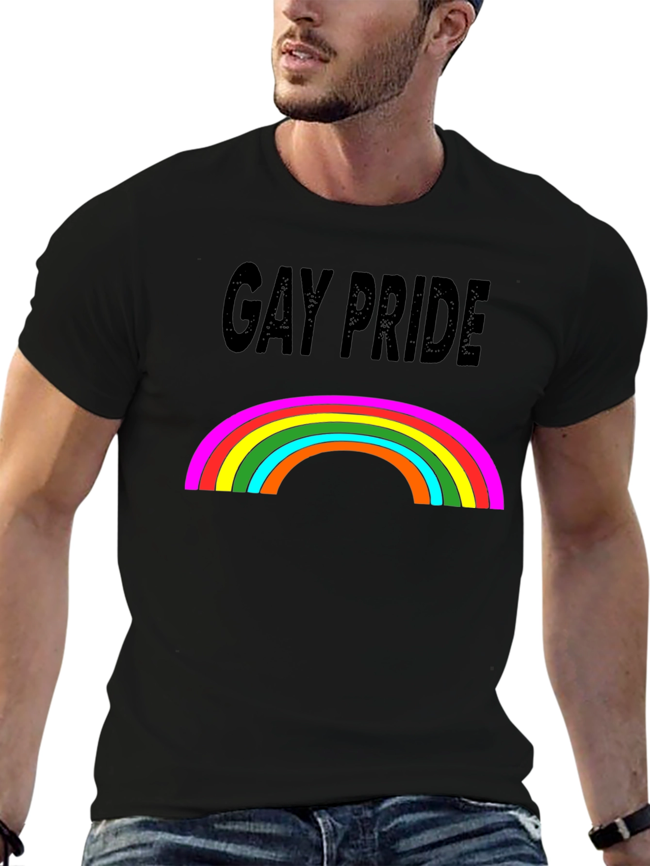 Gay Pride Rainbow Graphic Black T-Shirt