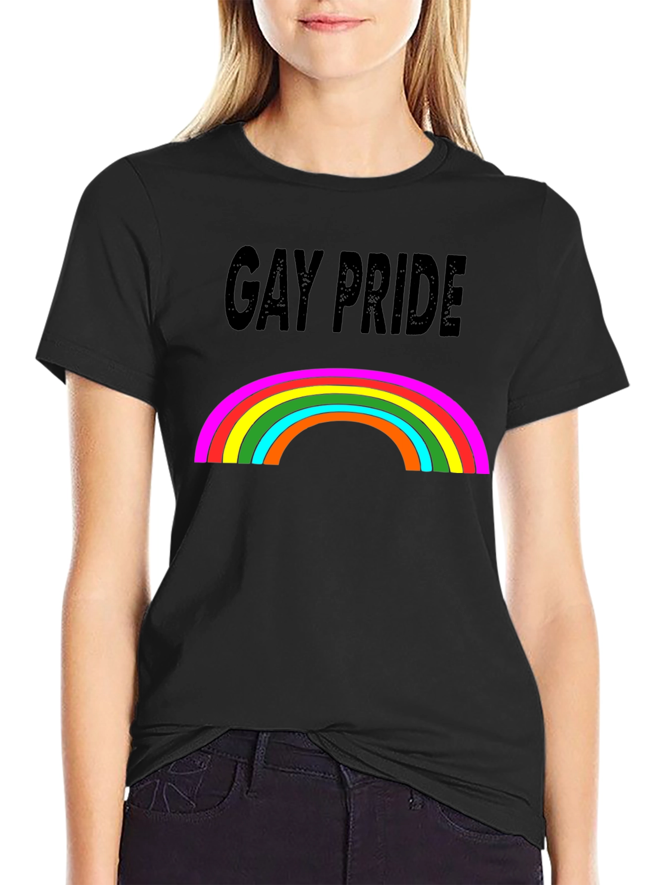 Gay Pride Rainbow Graphic Black T-Shirt