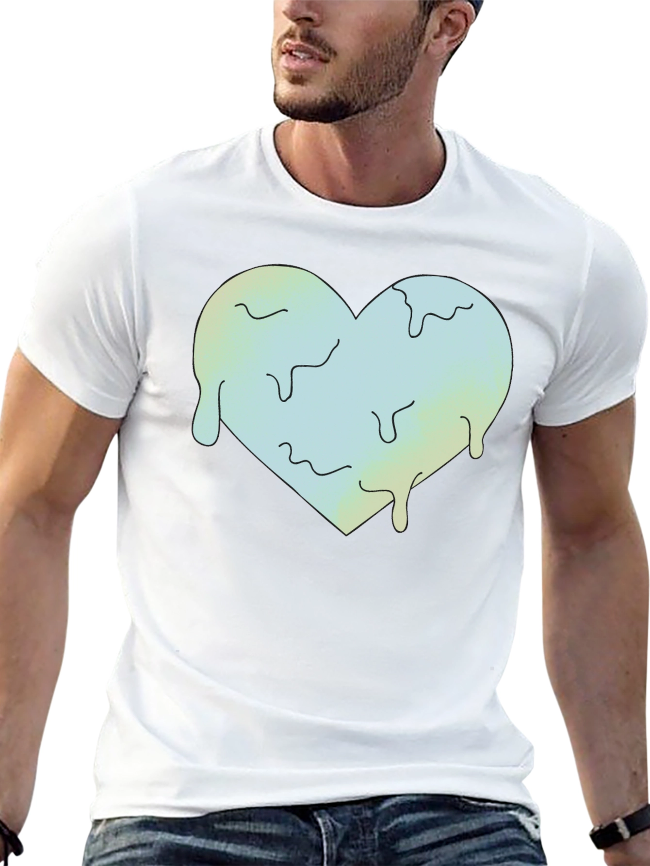 Melting Heart Graphic Tee - Black Crew Neck
