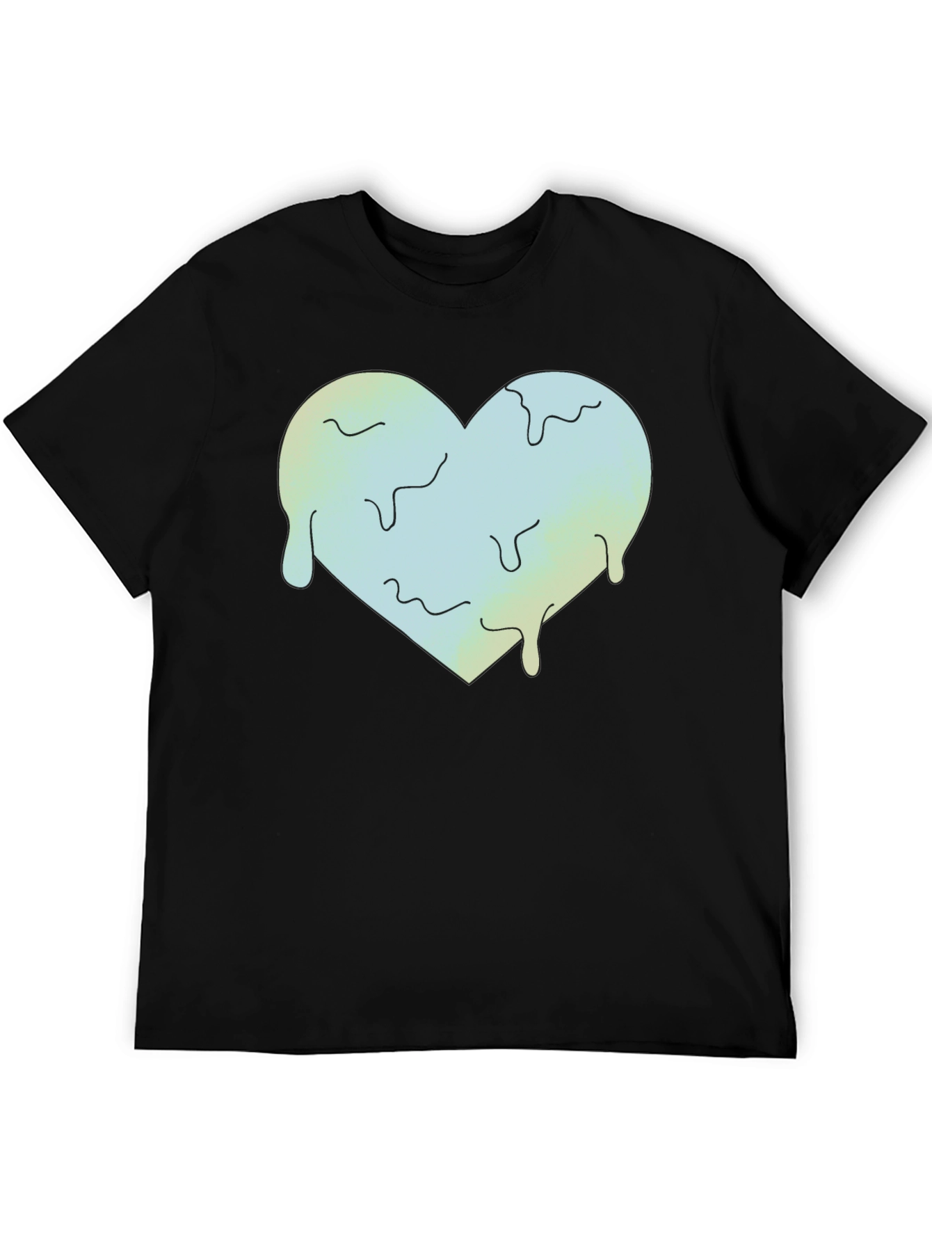 Melting Heart Graphic Tee - Black Crew Neck