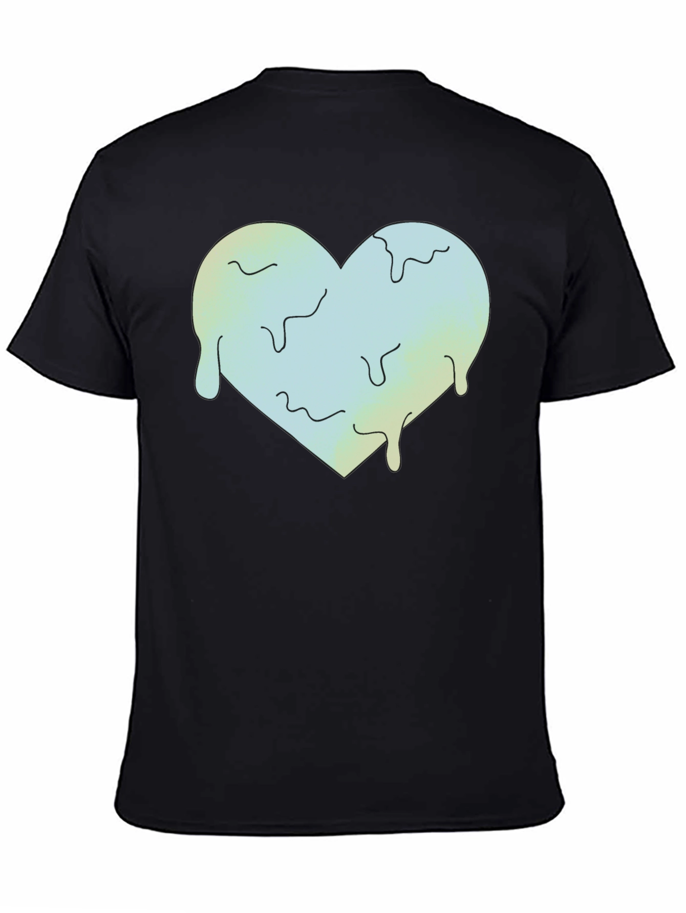 Melting Heart Graphic Tee - Black Crew Neck