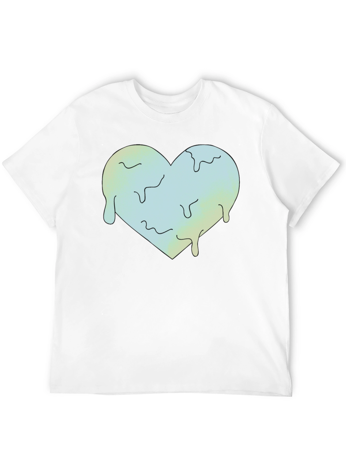Melting Heart Graphic Tee - Black Crew Neck