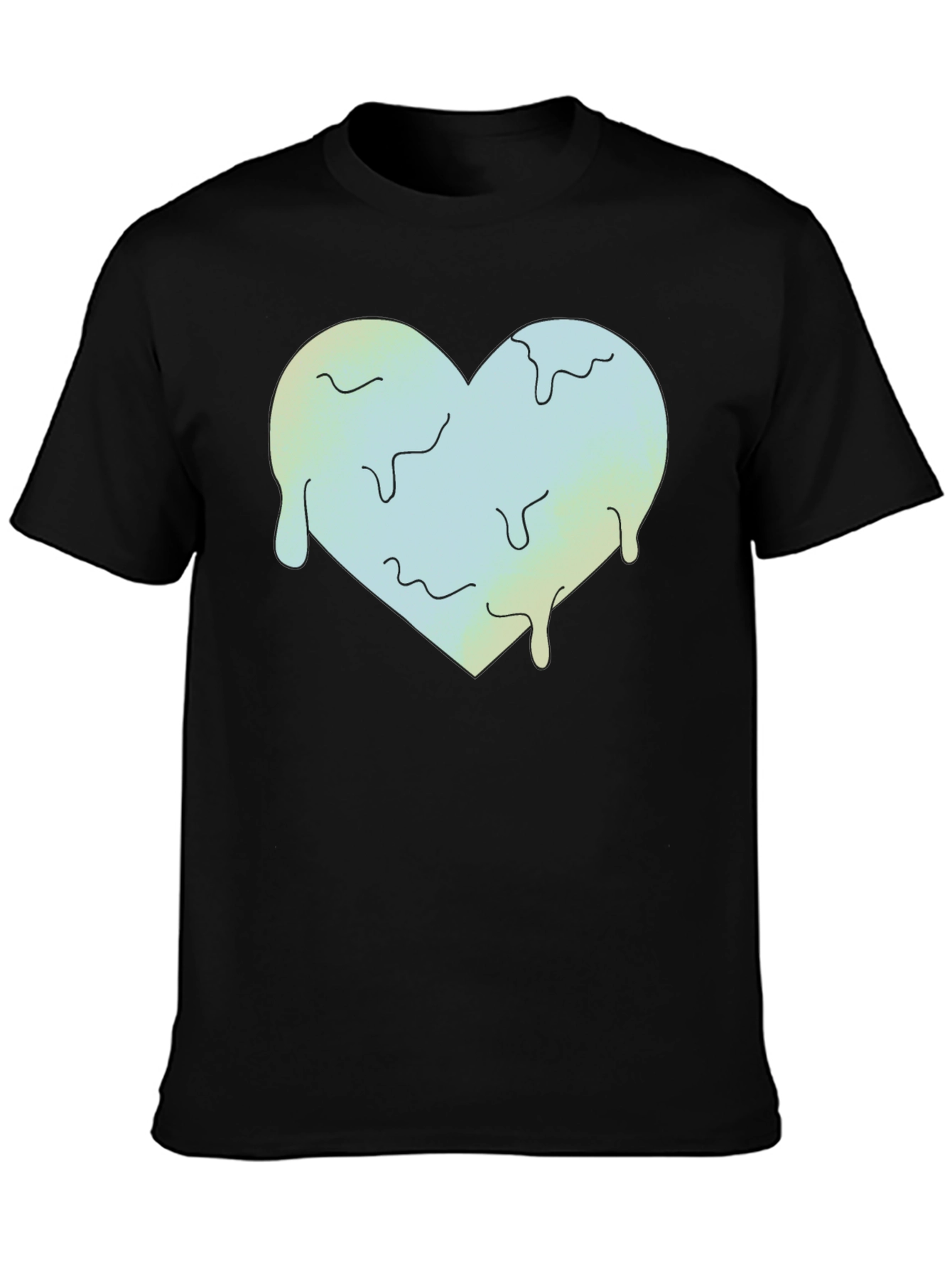 Melting Heart Graphic Tee - Black Crew Neck