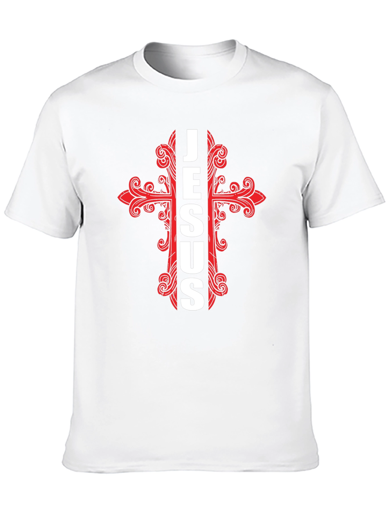 Jesus Cross Graphic Print Crew Neck T-Shirt