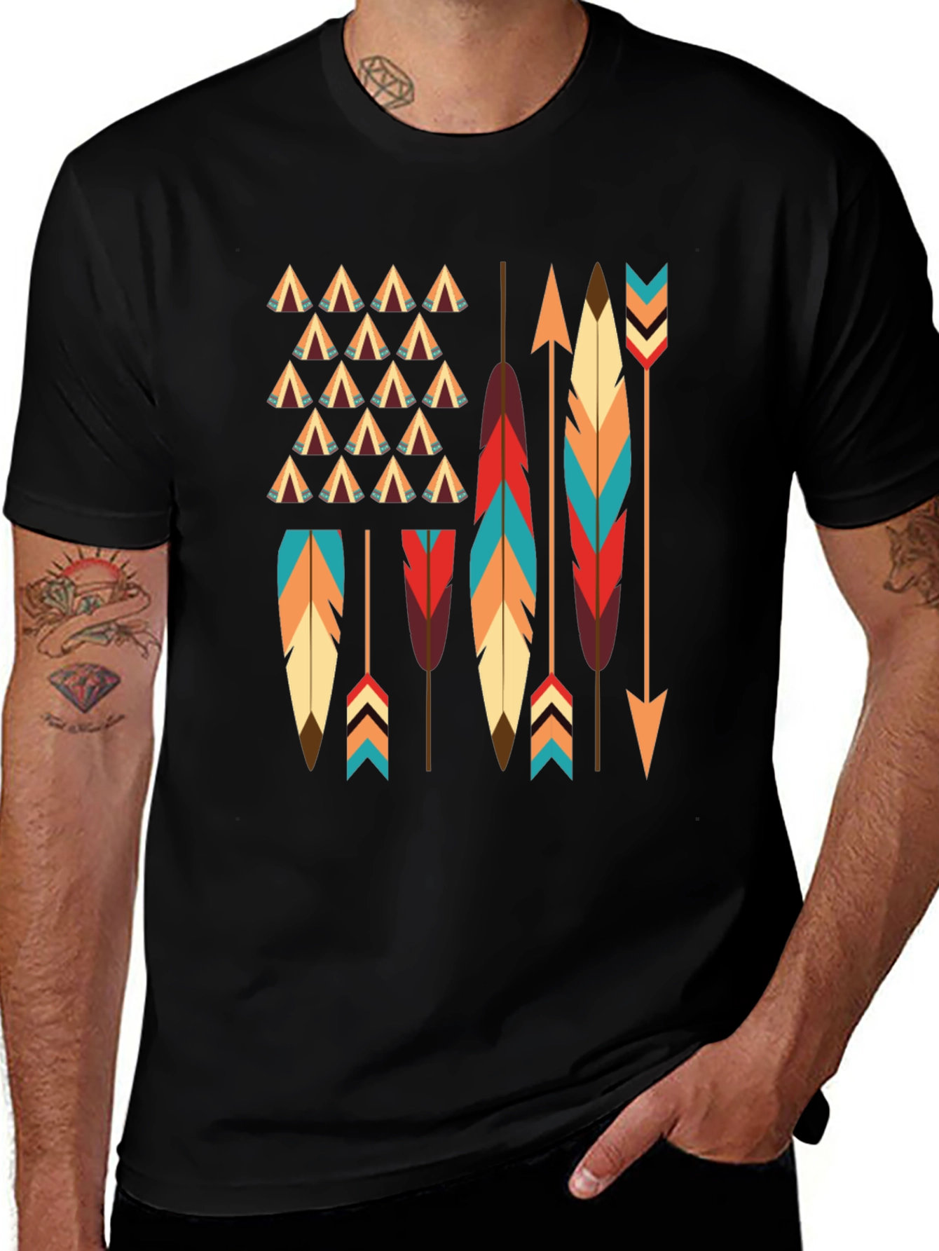Native American Arrows & Feathers Graphic T-Shirt